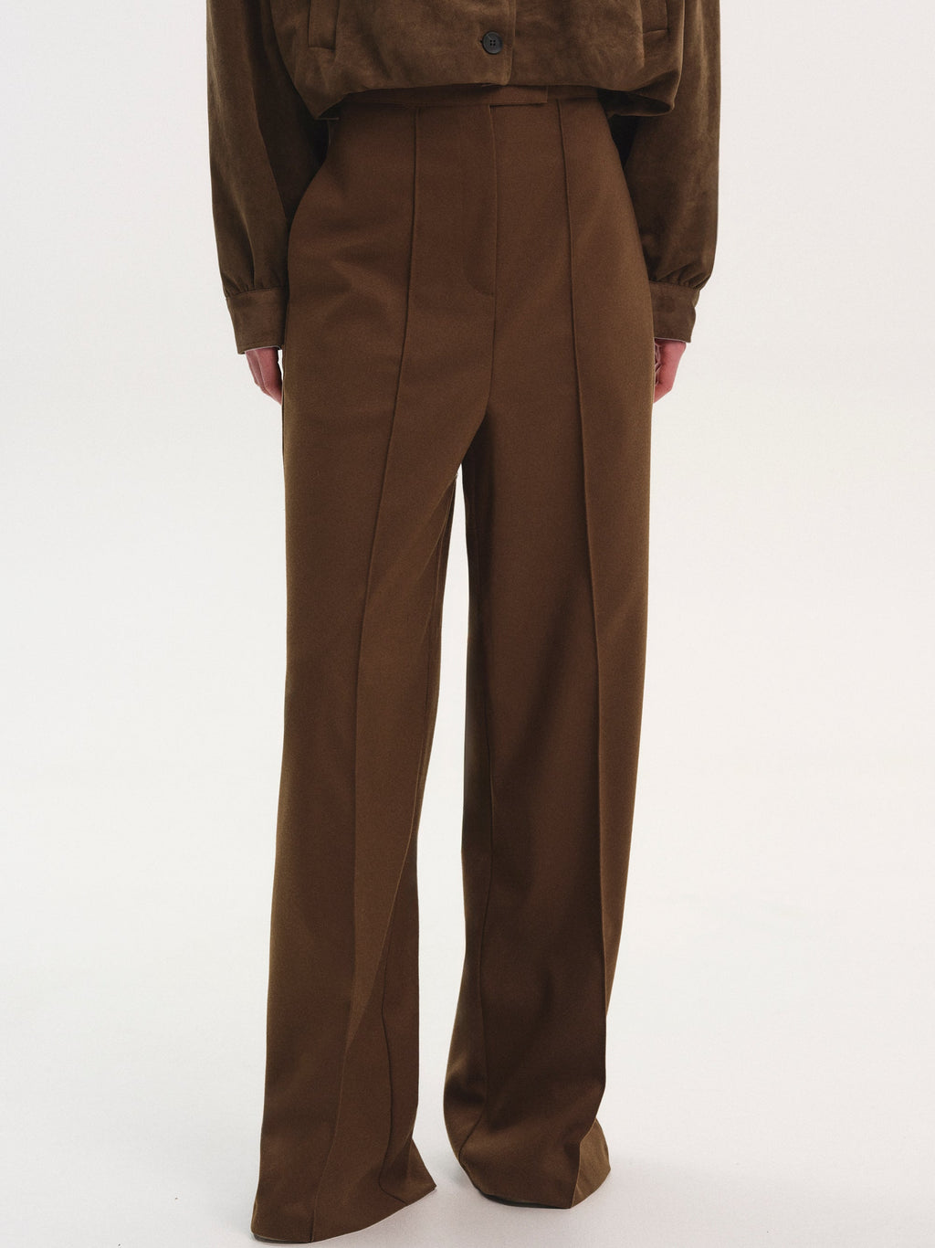 High Waist Creased Trousers, Chestnut