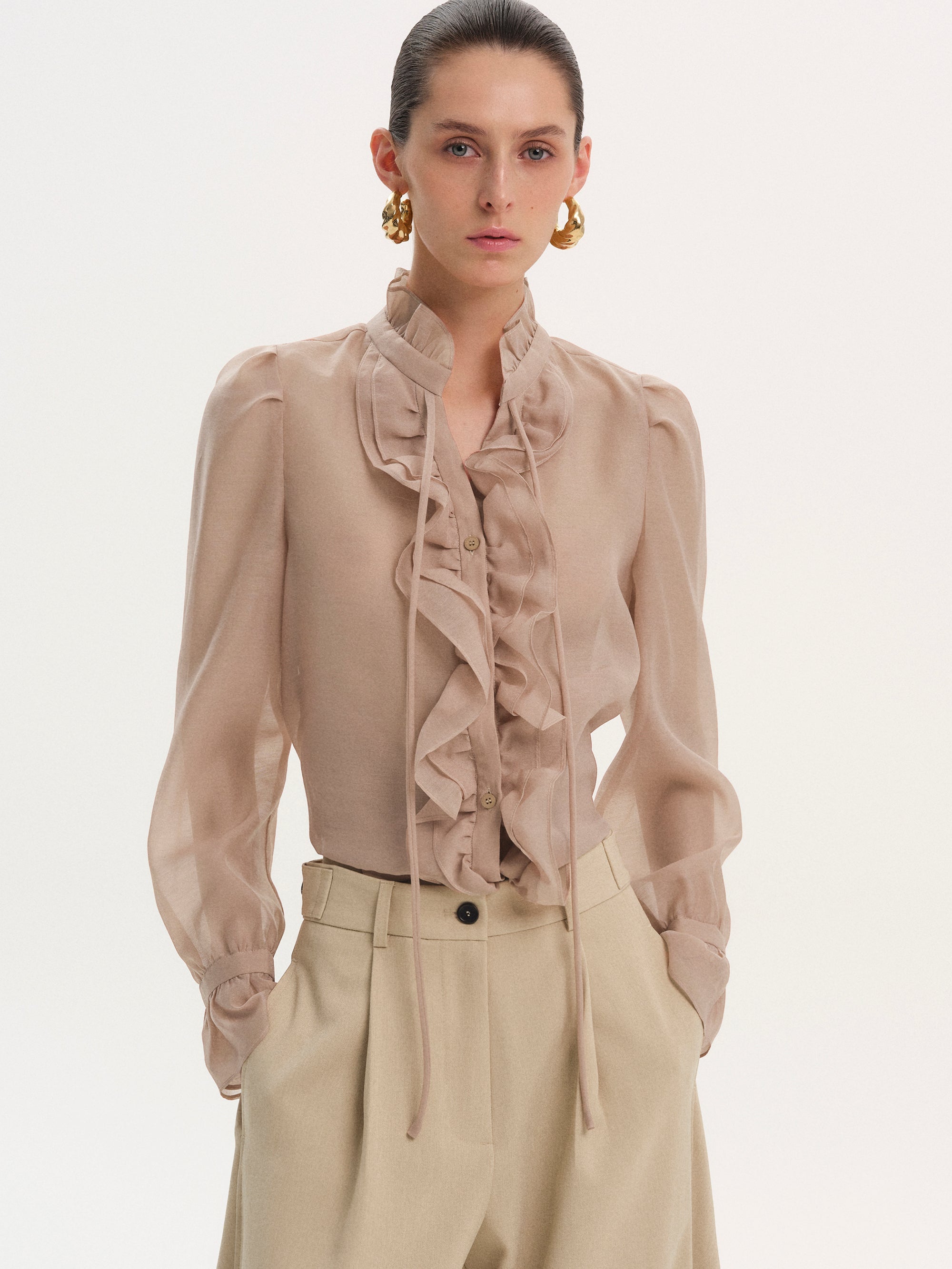 Cascade Organza Shirt, Pink