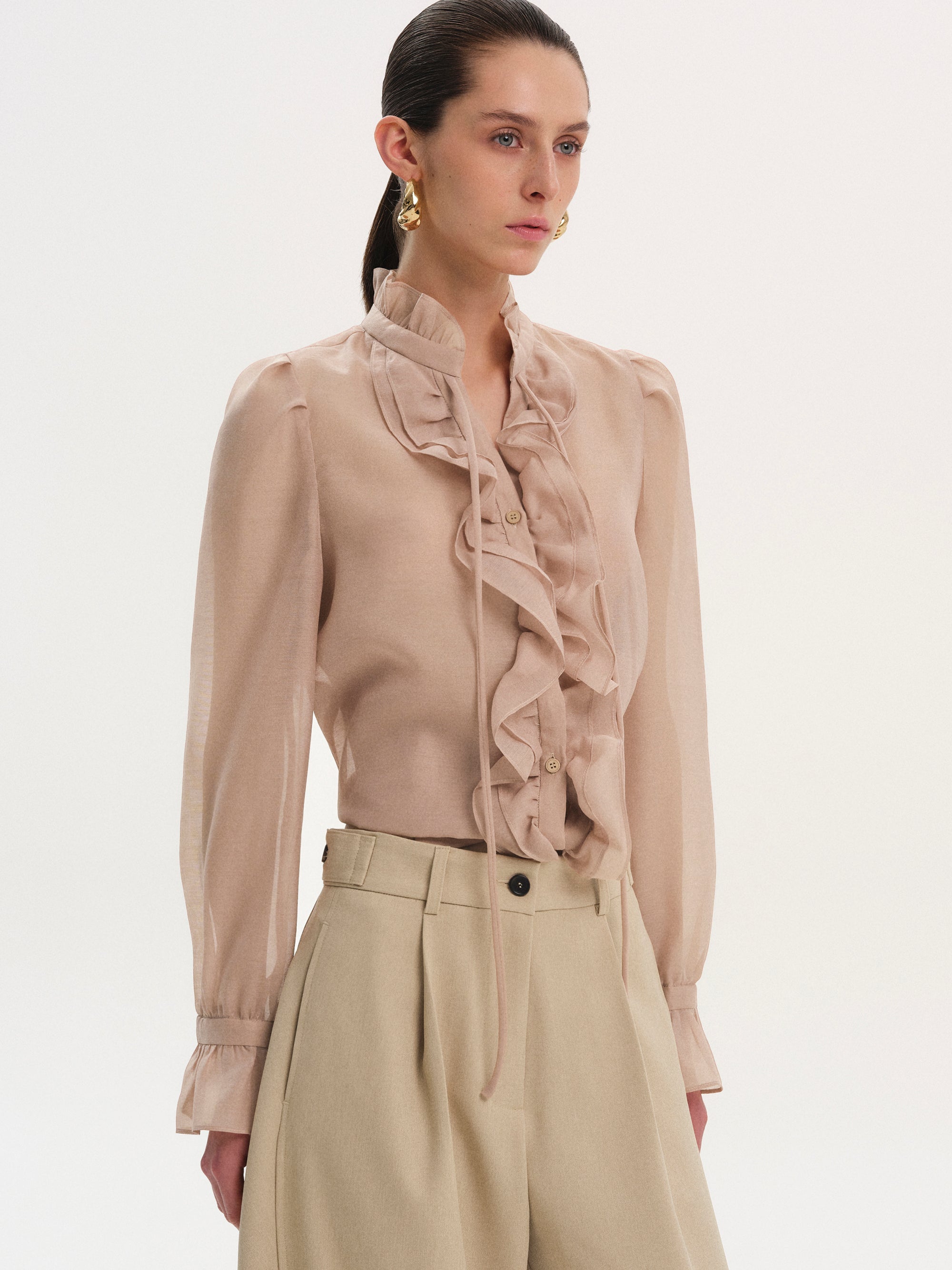 Cascade Organza Shirt, Pink