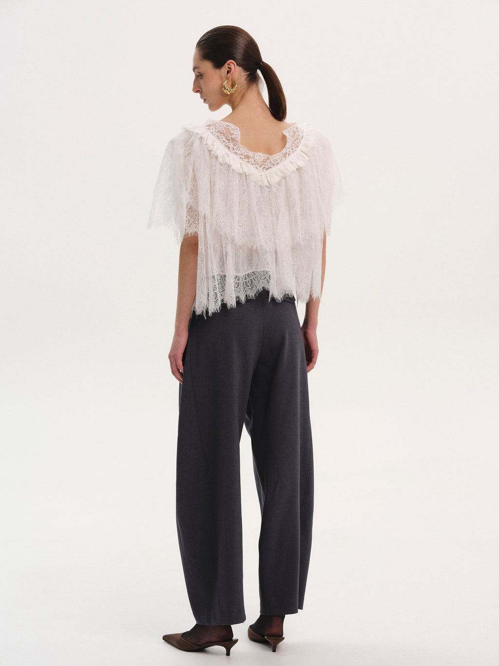 Lace Tiered Blouse, White