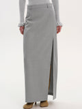 Pencil Slit Maxi Skirt, Grey
