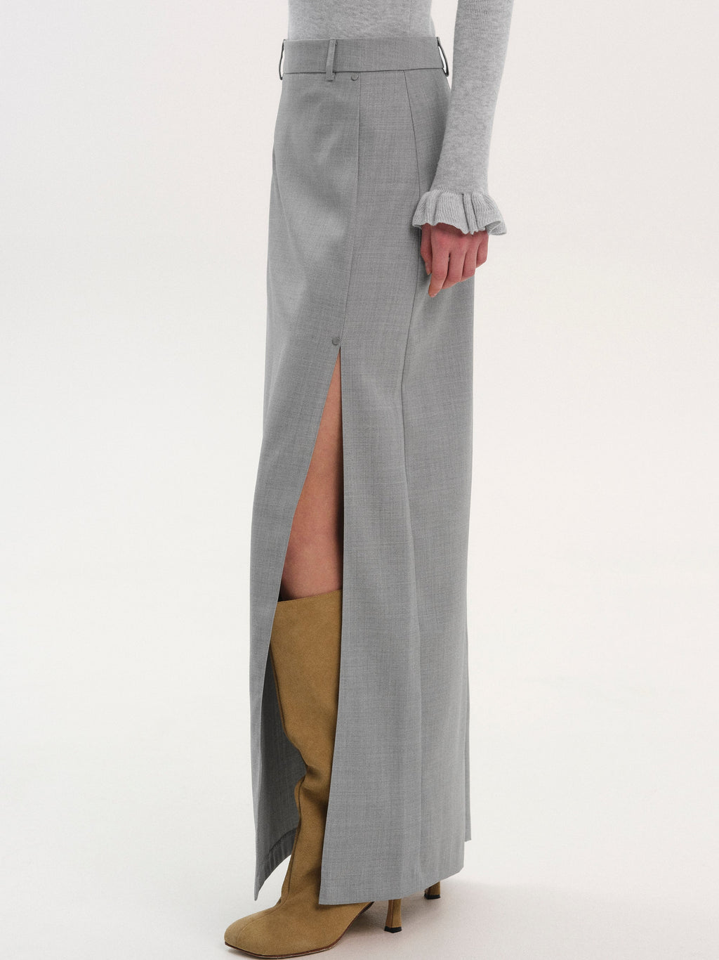 Pencil Slit Maxi Skirt, Grey