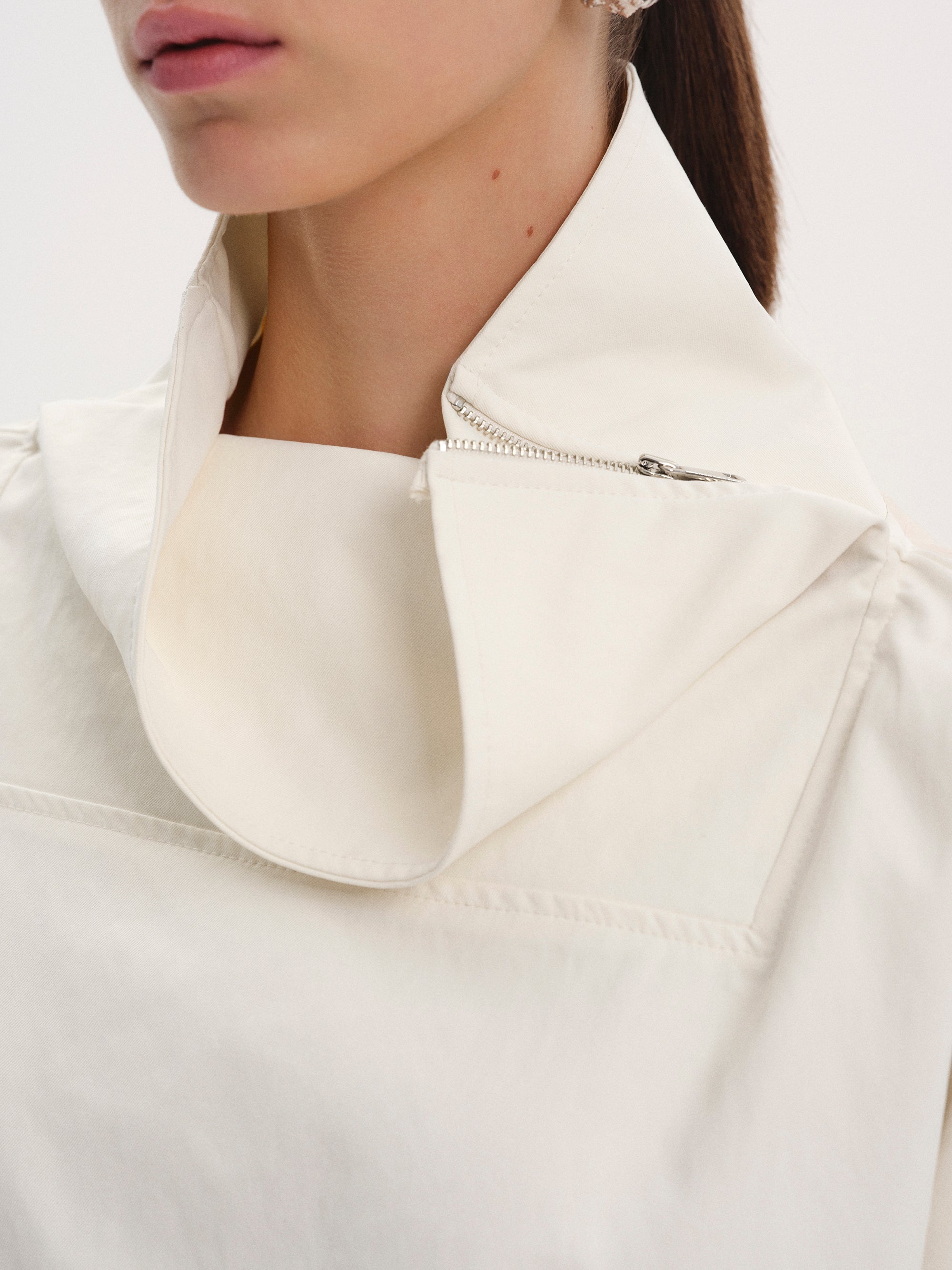 Funnel Zip Neck Top, Ivory