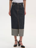 Rolled Cuff Denim Skirt, Indigo