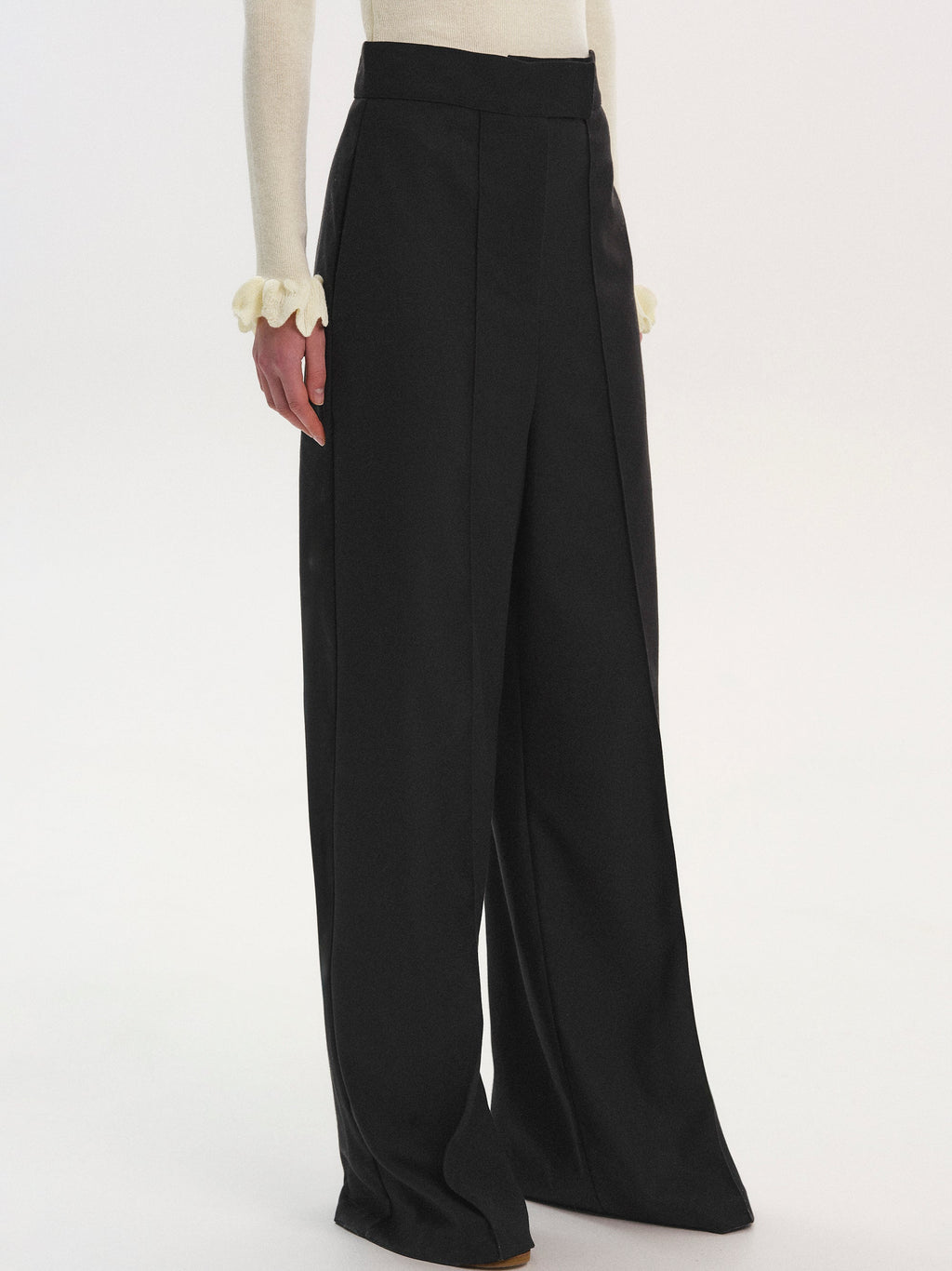 High Waist Creased Trousers, Black