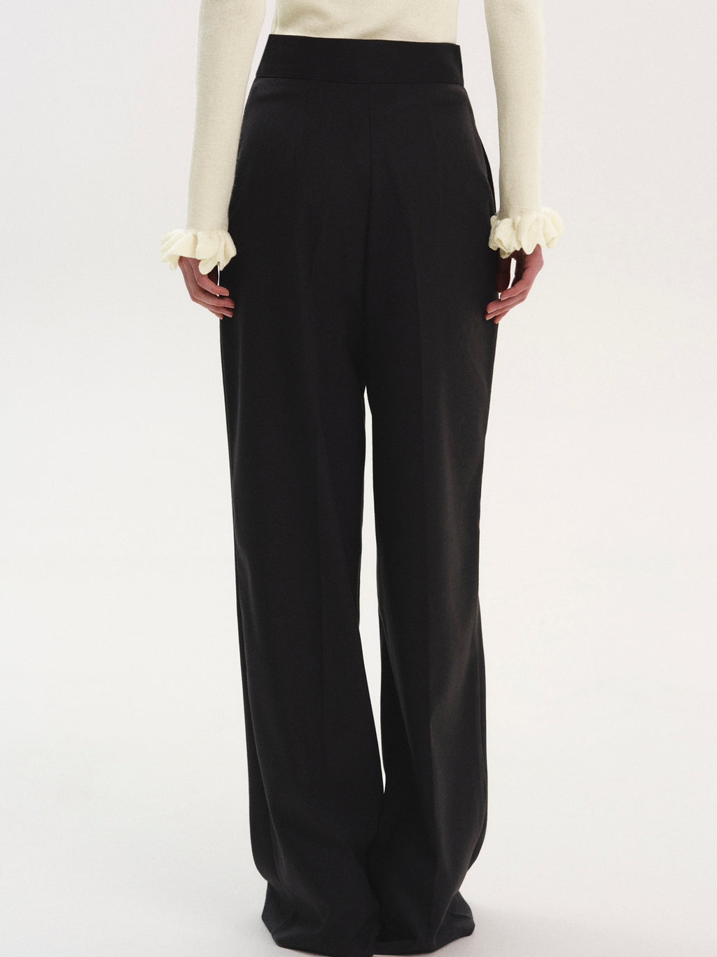 High Waist Creased Trousers, Black