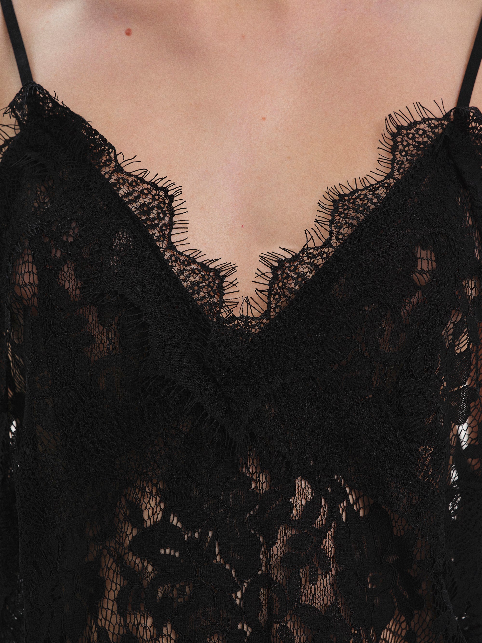 Guipure Lace Camisole, Black