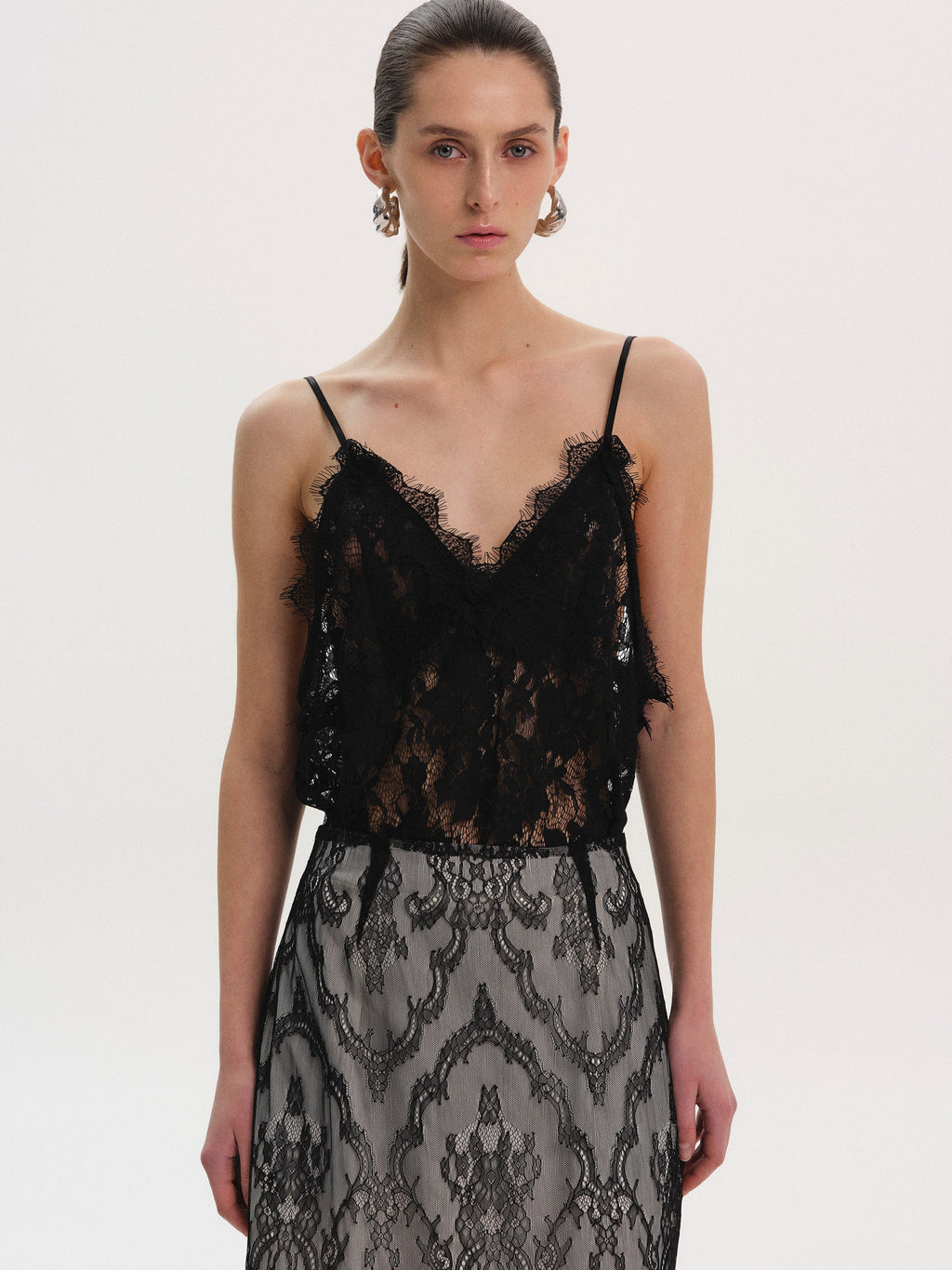 Guipure Lace Camisole, Black
