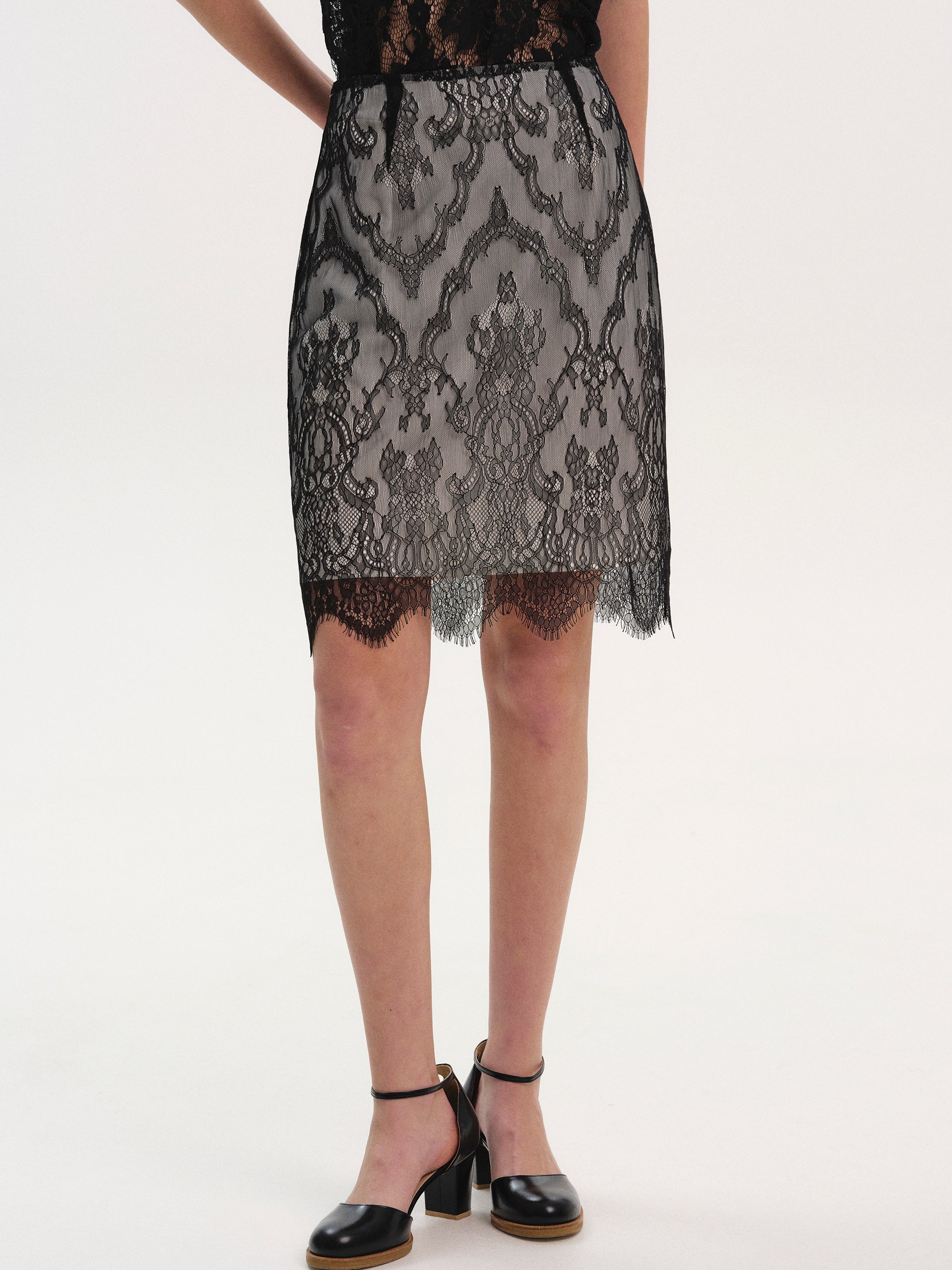 Lingerie Lace Skirt, Black