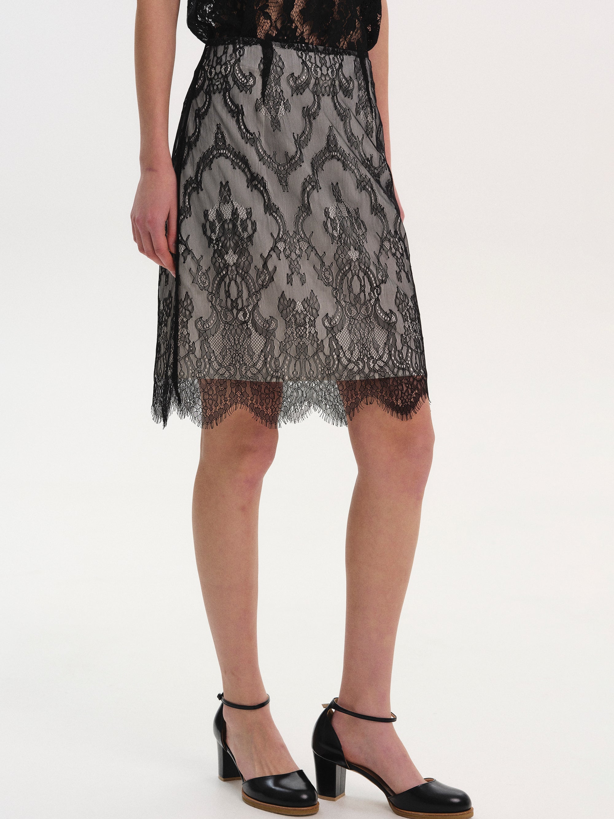 Lingerie Lace Skirt, Black