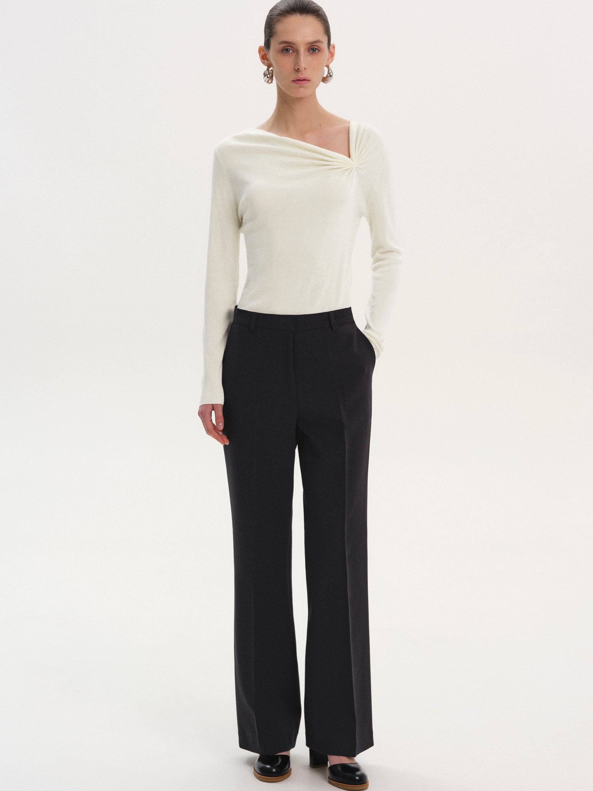 Interlock Asymmetric Neck Top, White