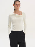 Interlock Asymmetric Neck Top, White