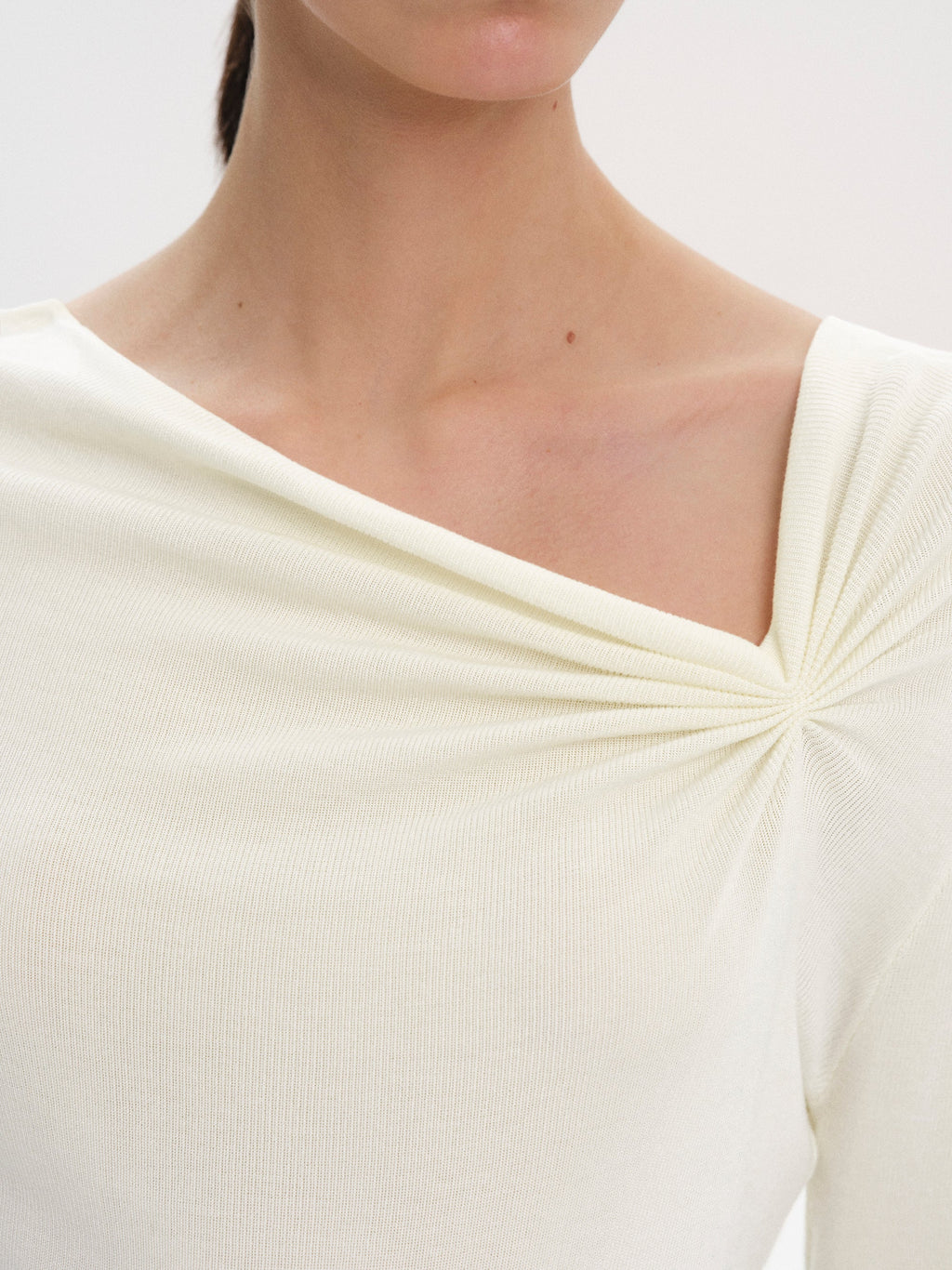 Interlock Asymmetric Neck Top, White
