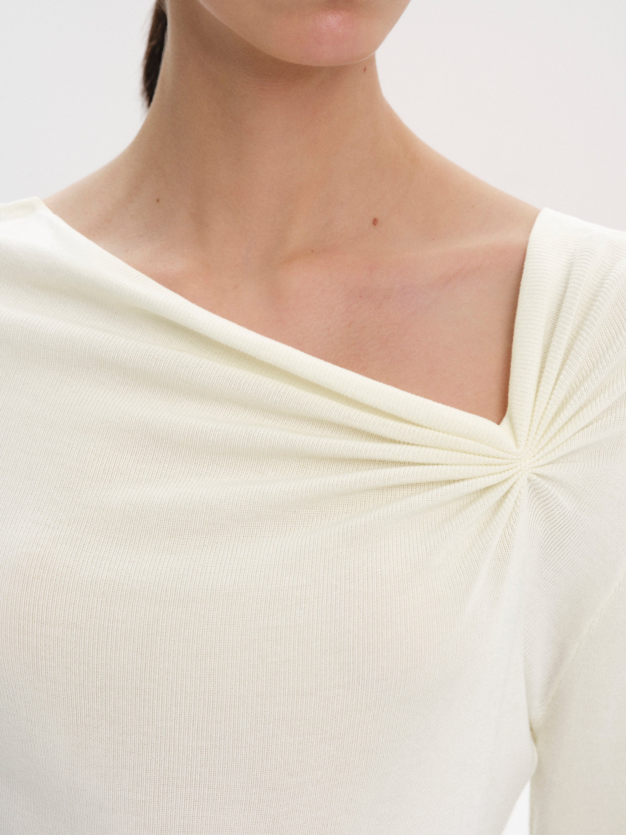 Interlock Asymmetric Neck Top, White