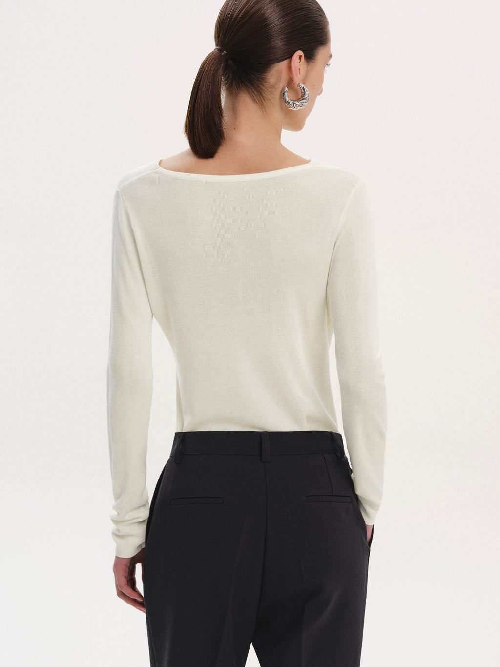 Interlock Asymmetric Neck Top, White