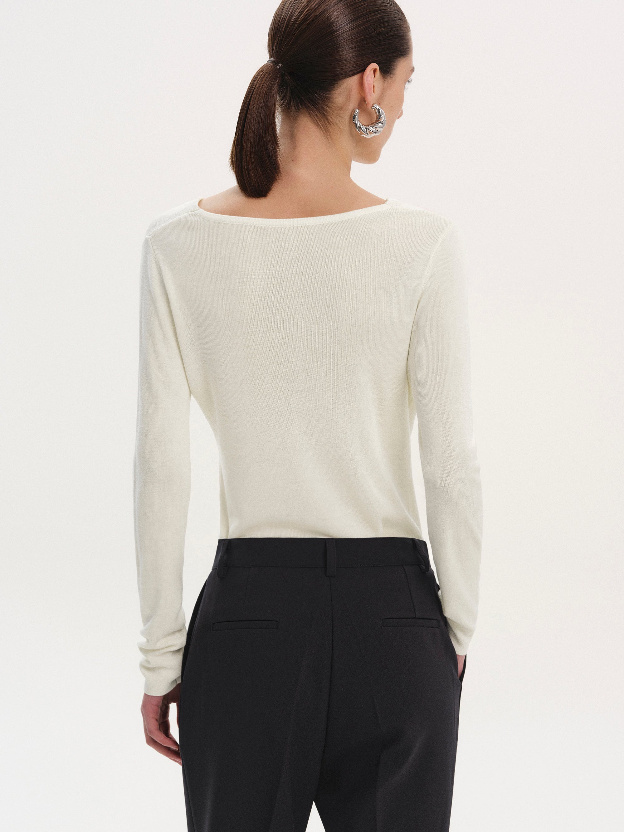 Interlock Asymmetric Neck Top, White