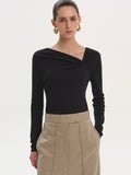 Interlock Asymmetric Neck Top, Black