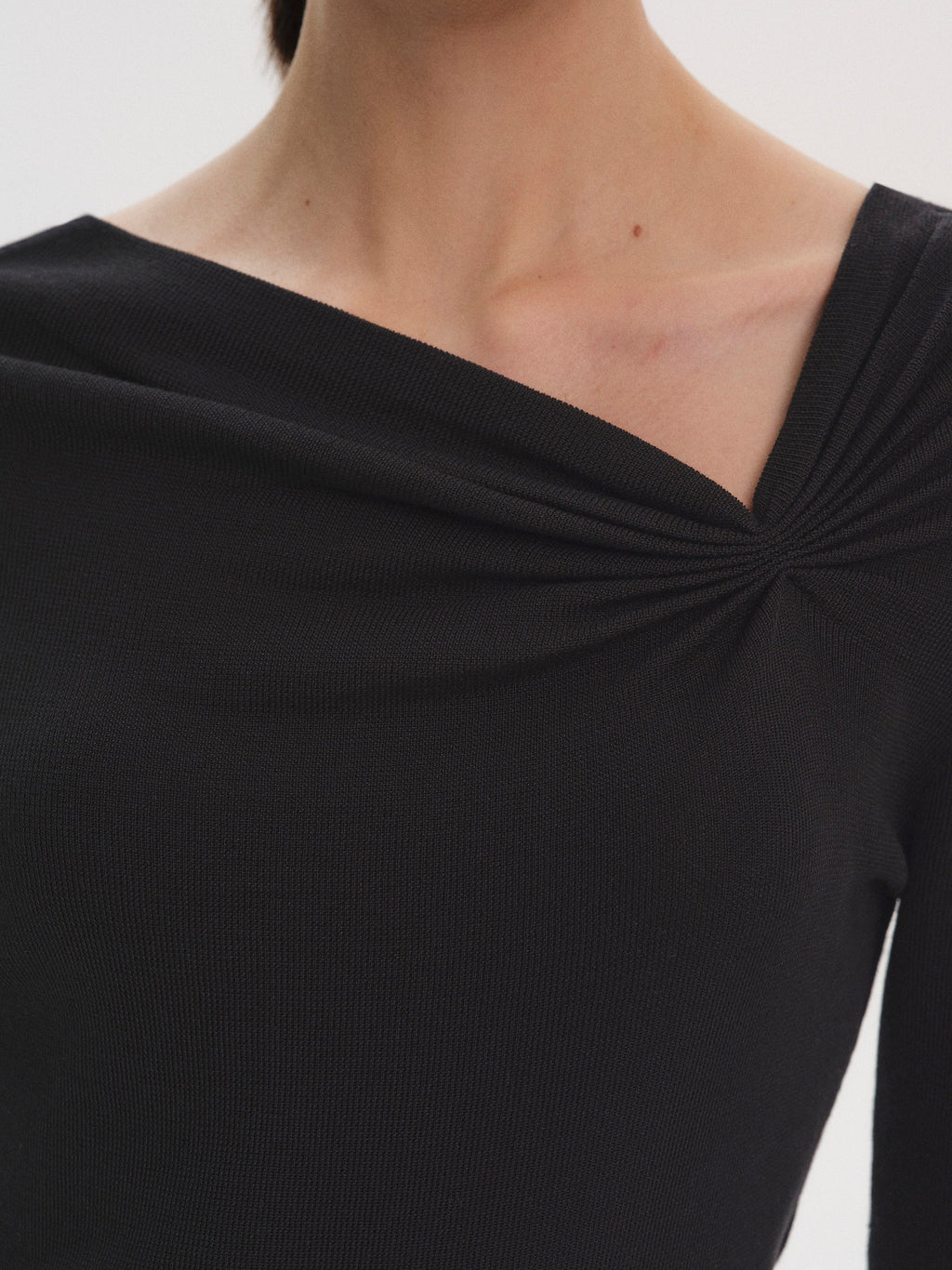 Interlock Asymmetric Neck Top, Black