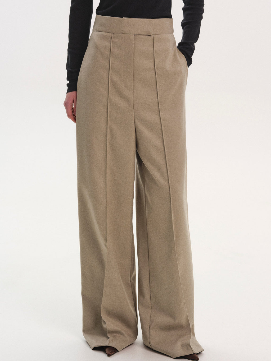 High Waist Creased Trousers, Mocha