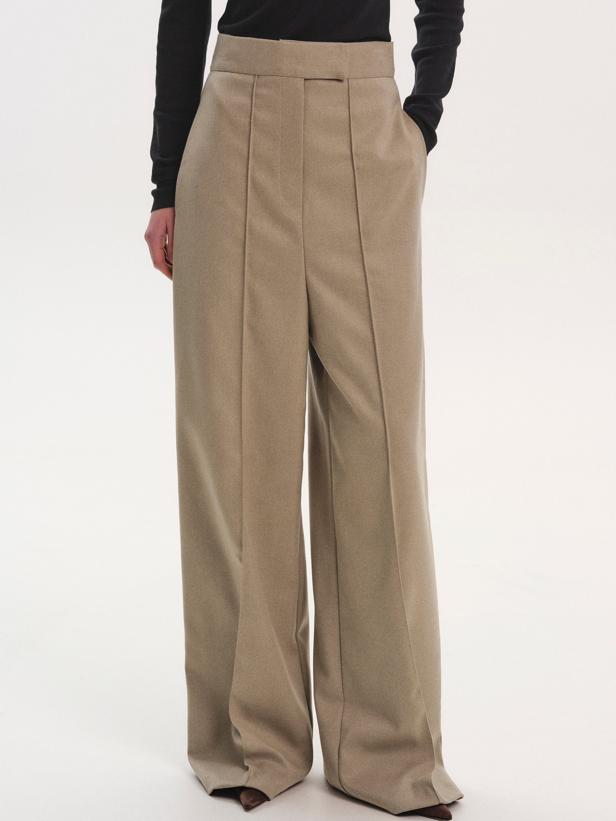 High Waist Creased Trousers, Mocha