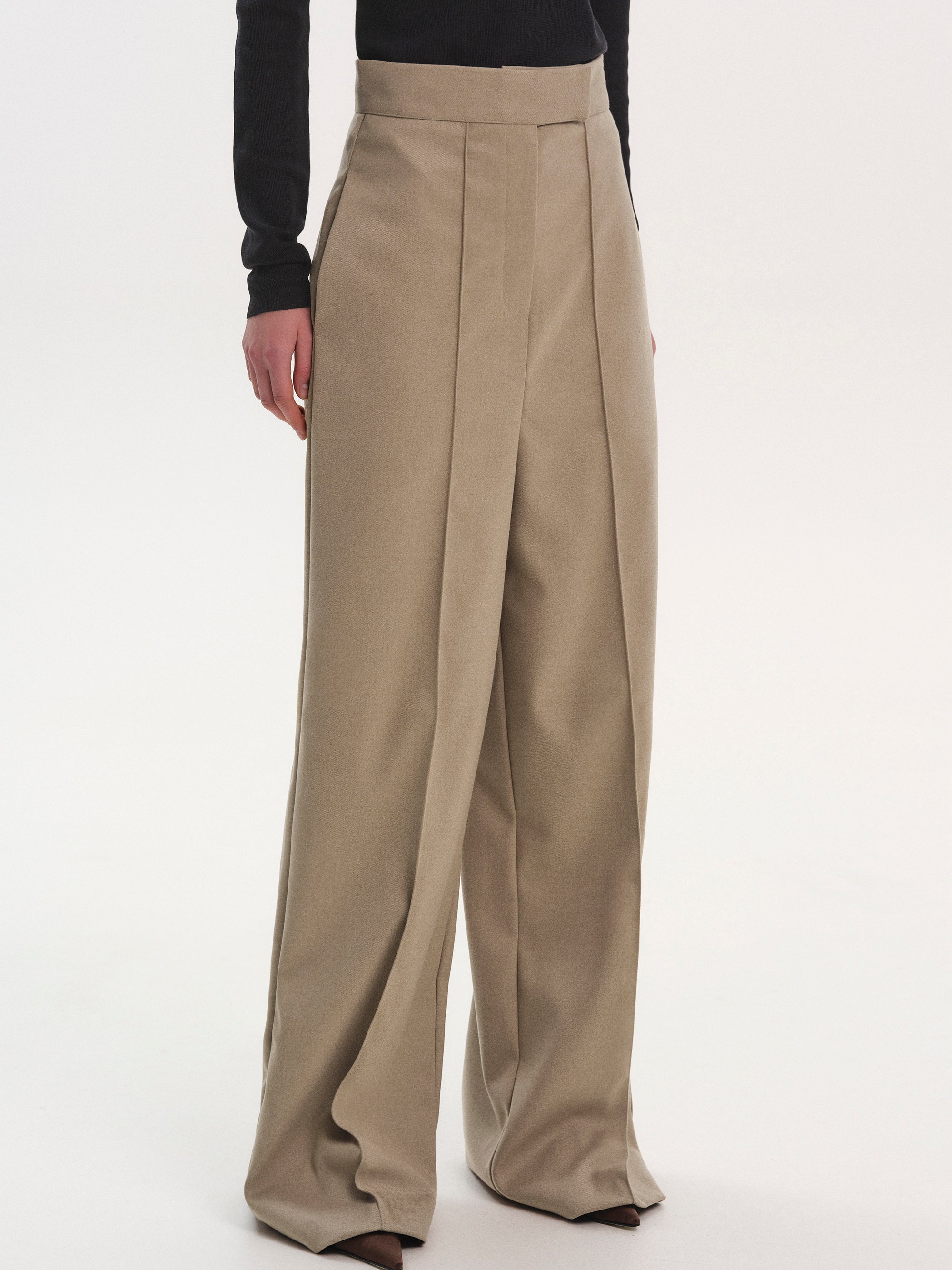 High Waist Creased Trousers, Mocha