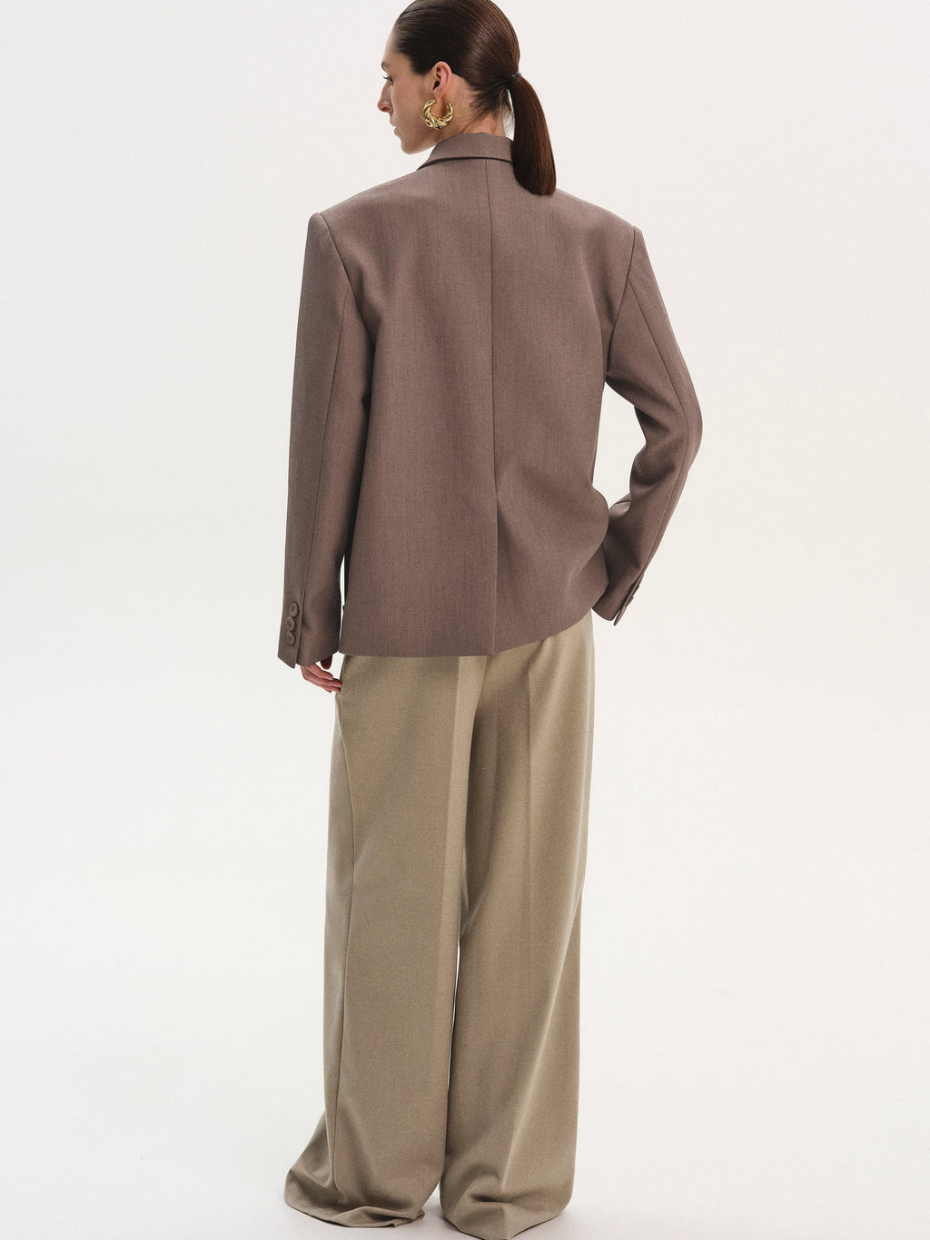 Belted Double Blazer, Plum