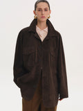 Suede Field Shirt Jacket, Chocolate