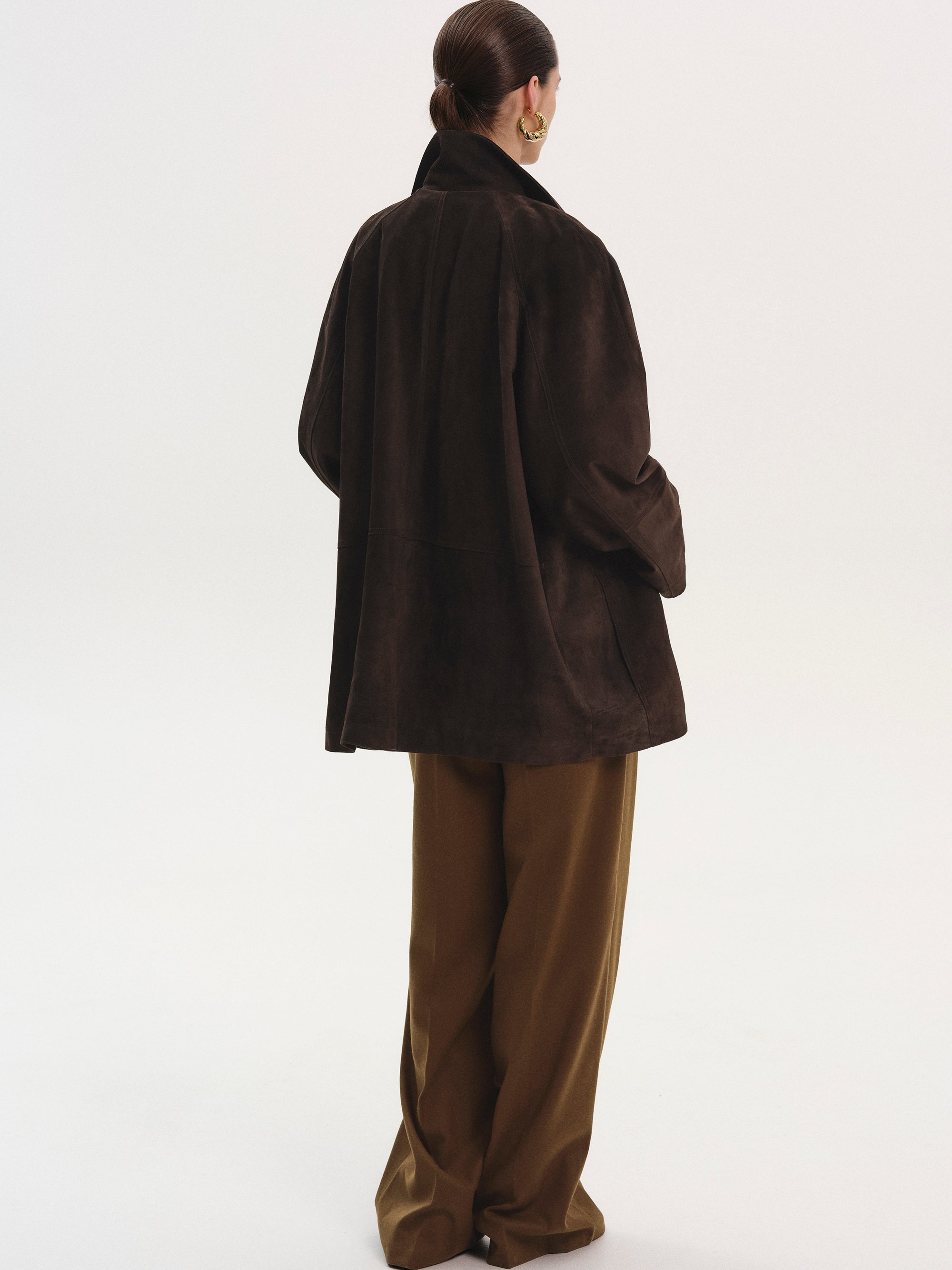 Suede Field Shirt Jacket, Chocolate