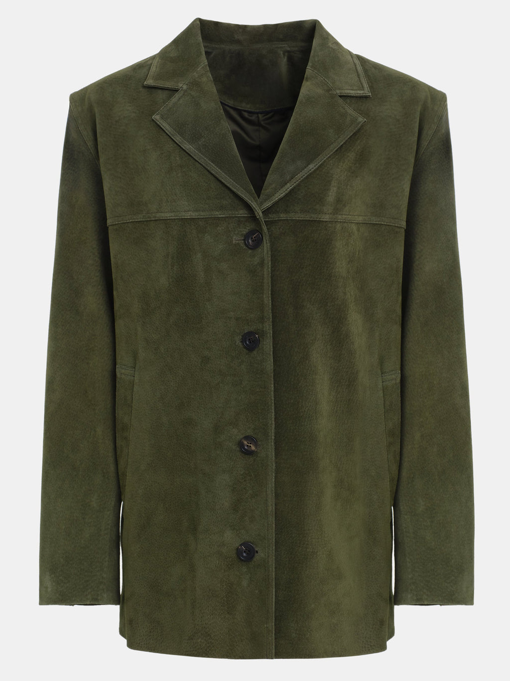 Single-Breasted Suede Blazer, Khaki