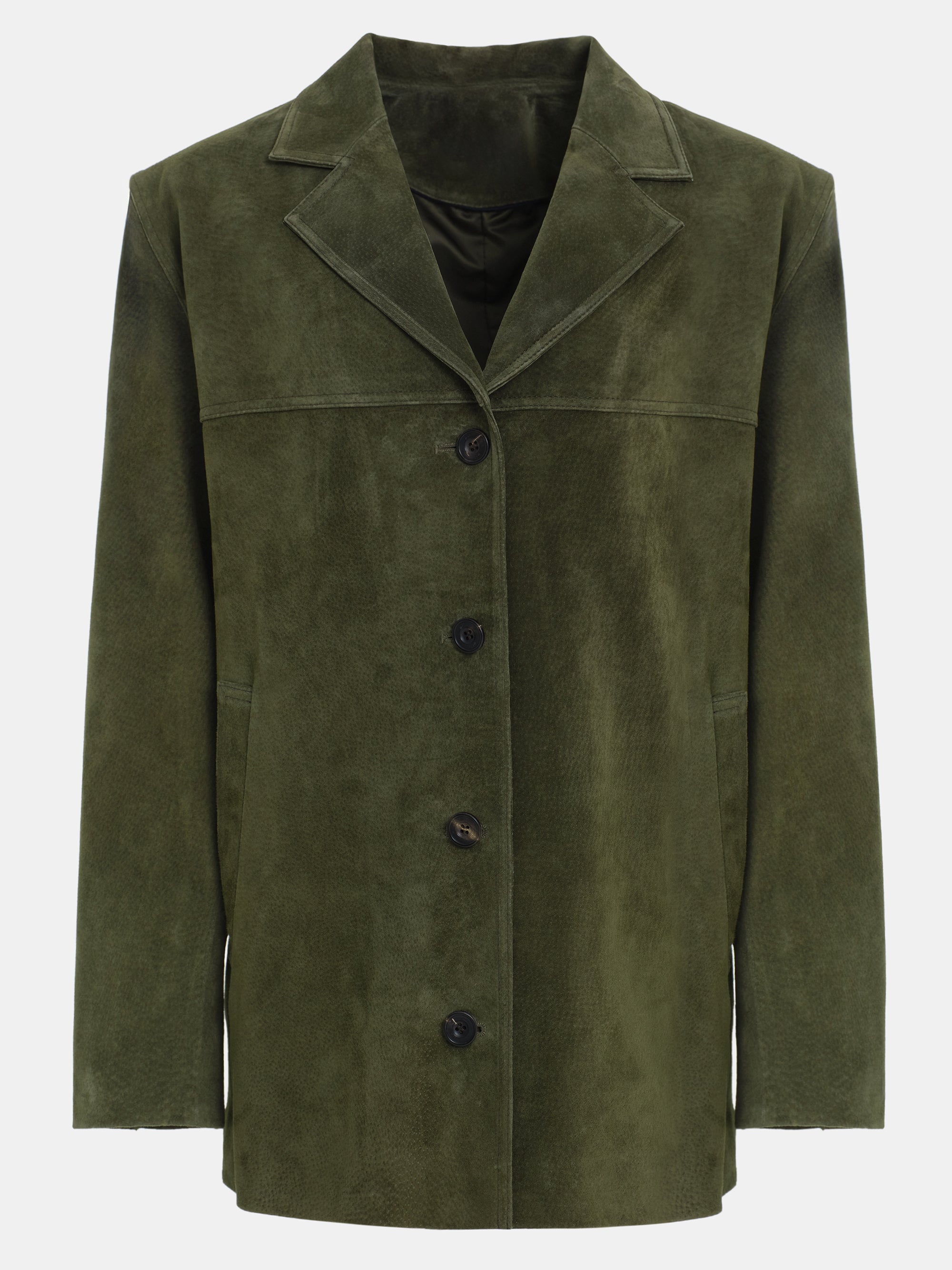 Single-Breasted Suede Blazer, Khaki