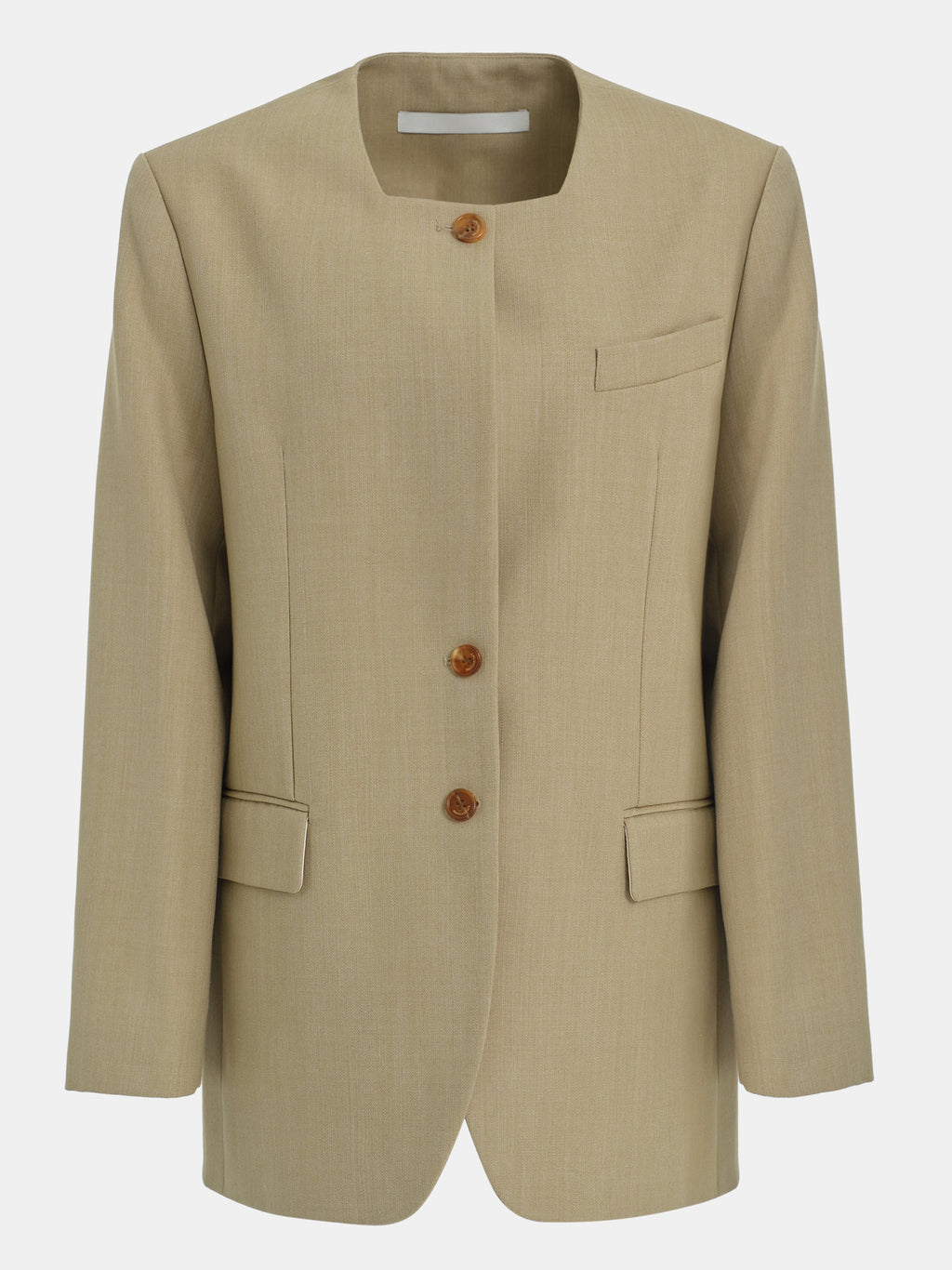 Square Neck Single Blazer, Teak