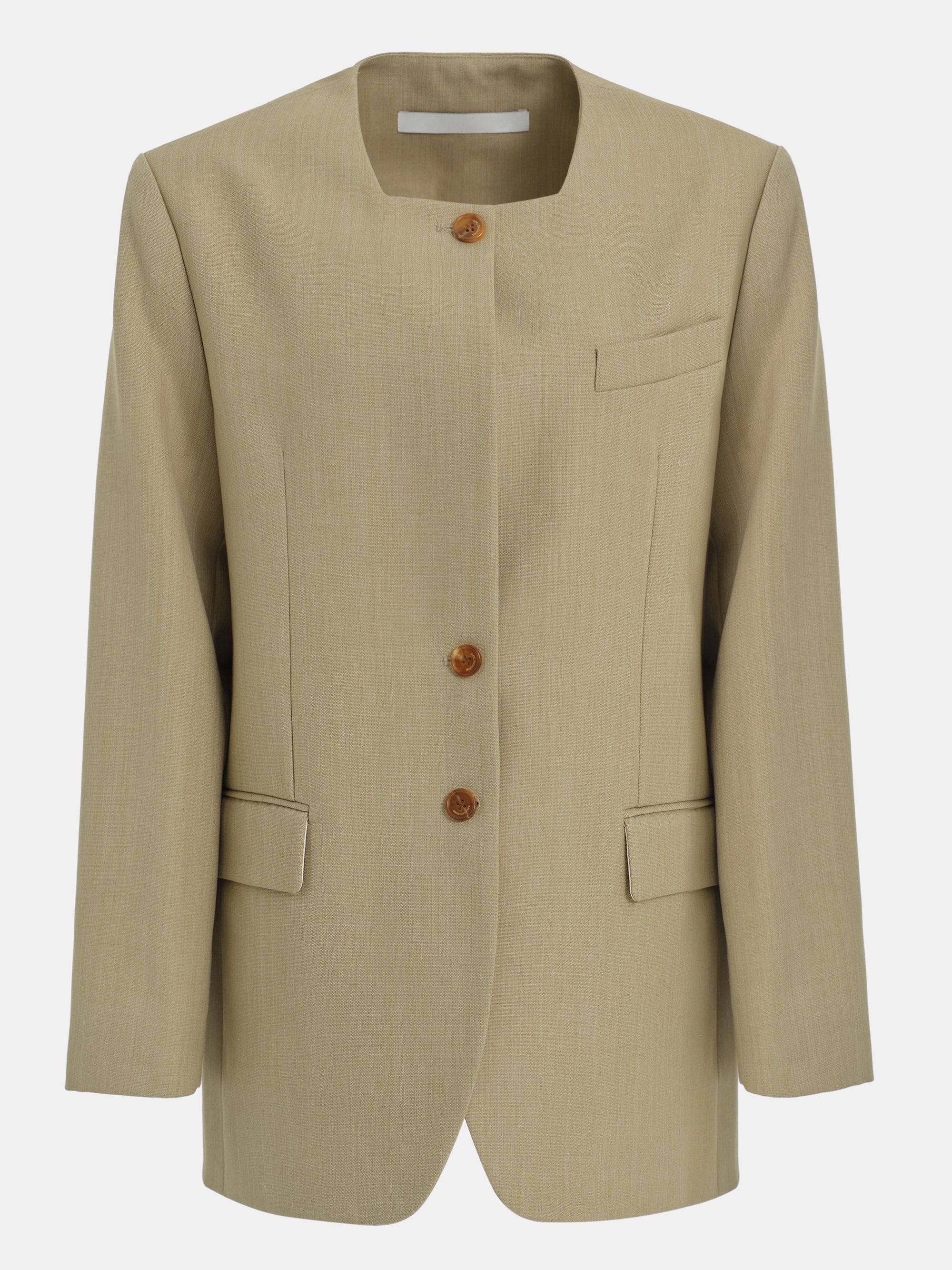 Square Neck Single Blazer, Teak