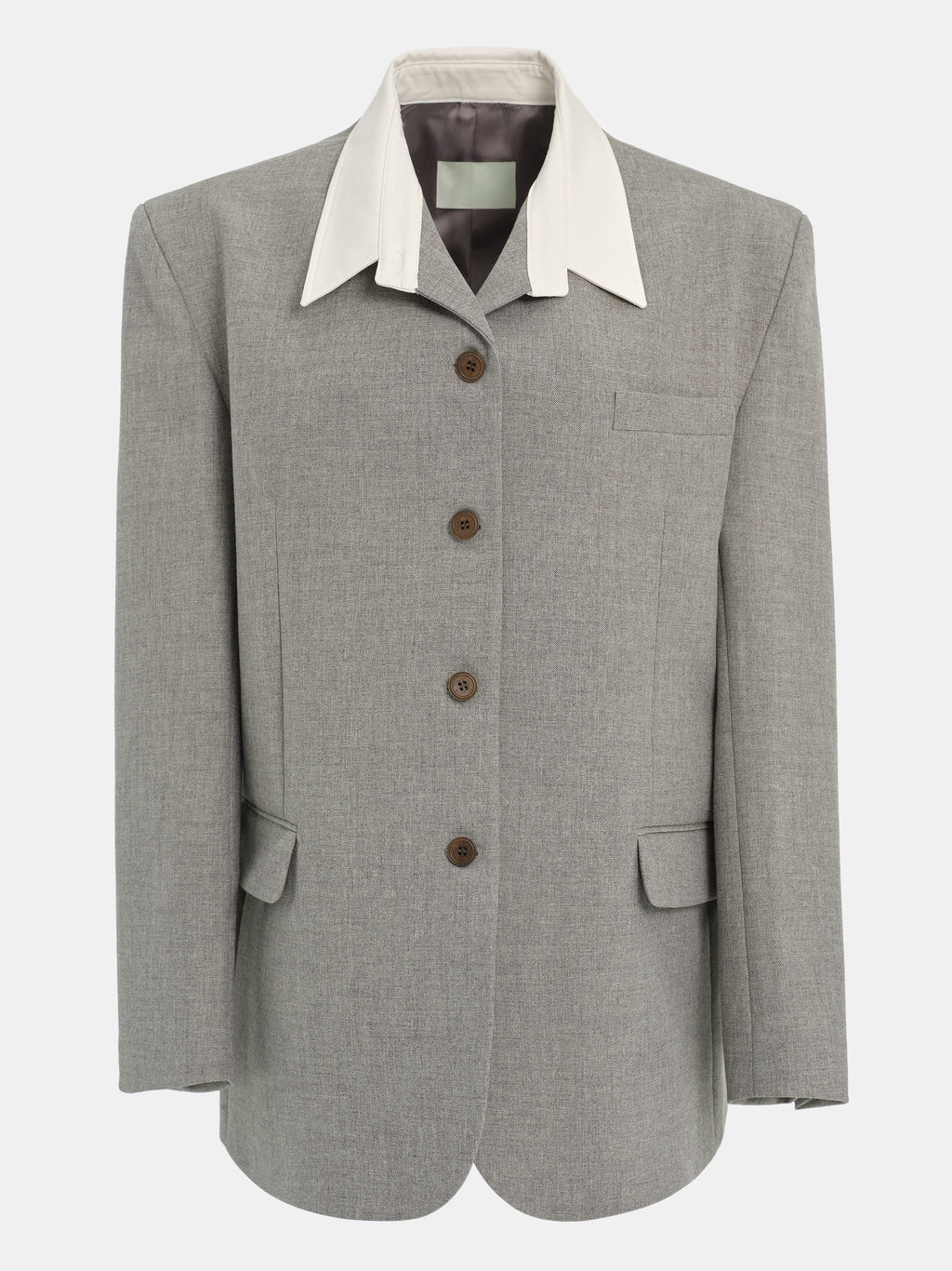 Shirt Collar Blazer, Grey Melange