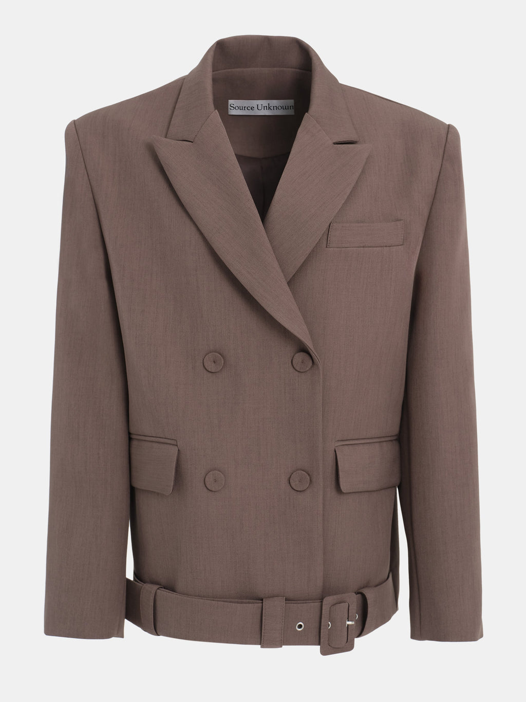 Belted Double Blazer, Plum