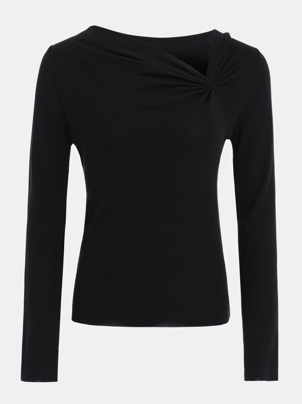Interlock Asymmetric Neck Top, Black