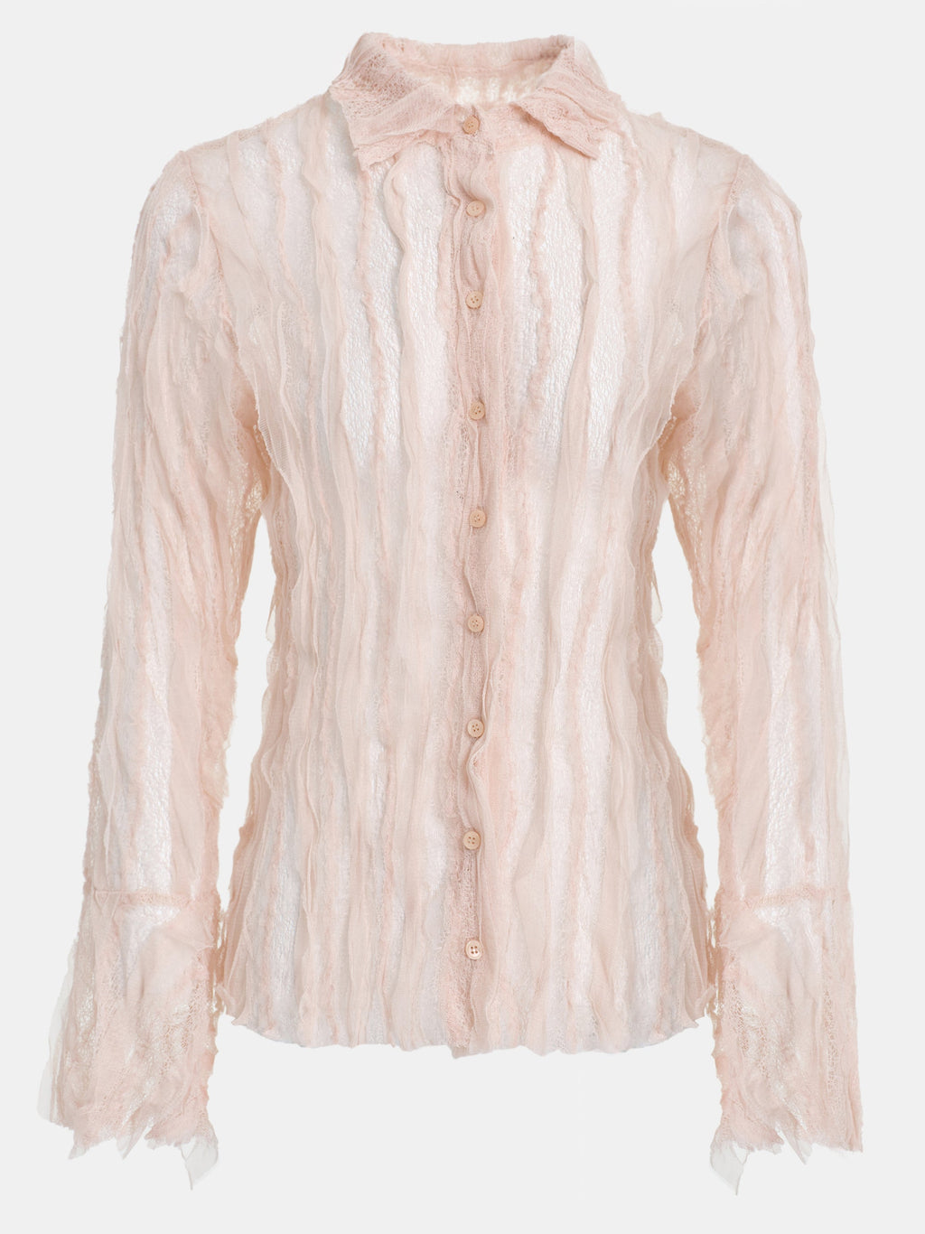 Sheer Lace Frill Shirt, Pink