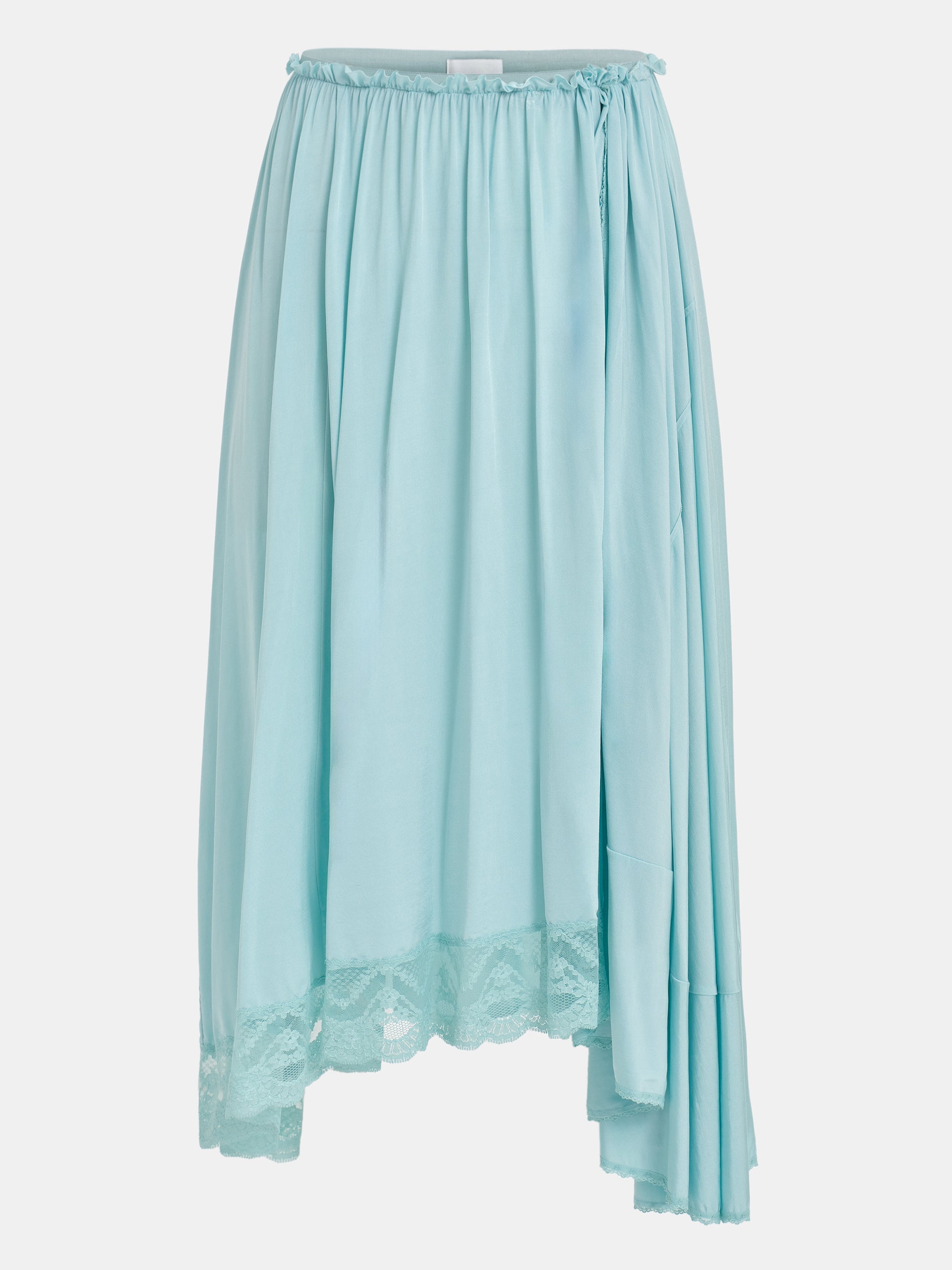 Elasticated Lace-Trim Skirt, Turquoise