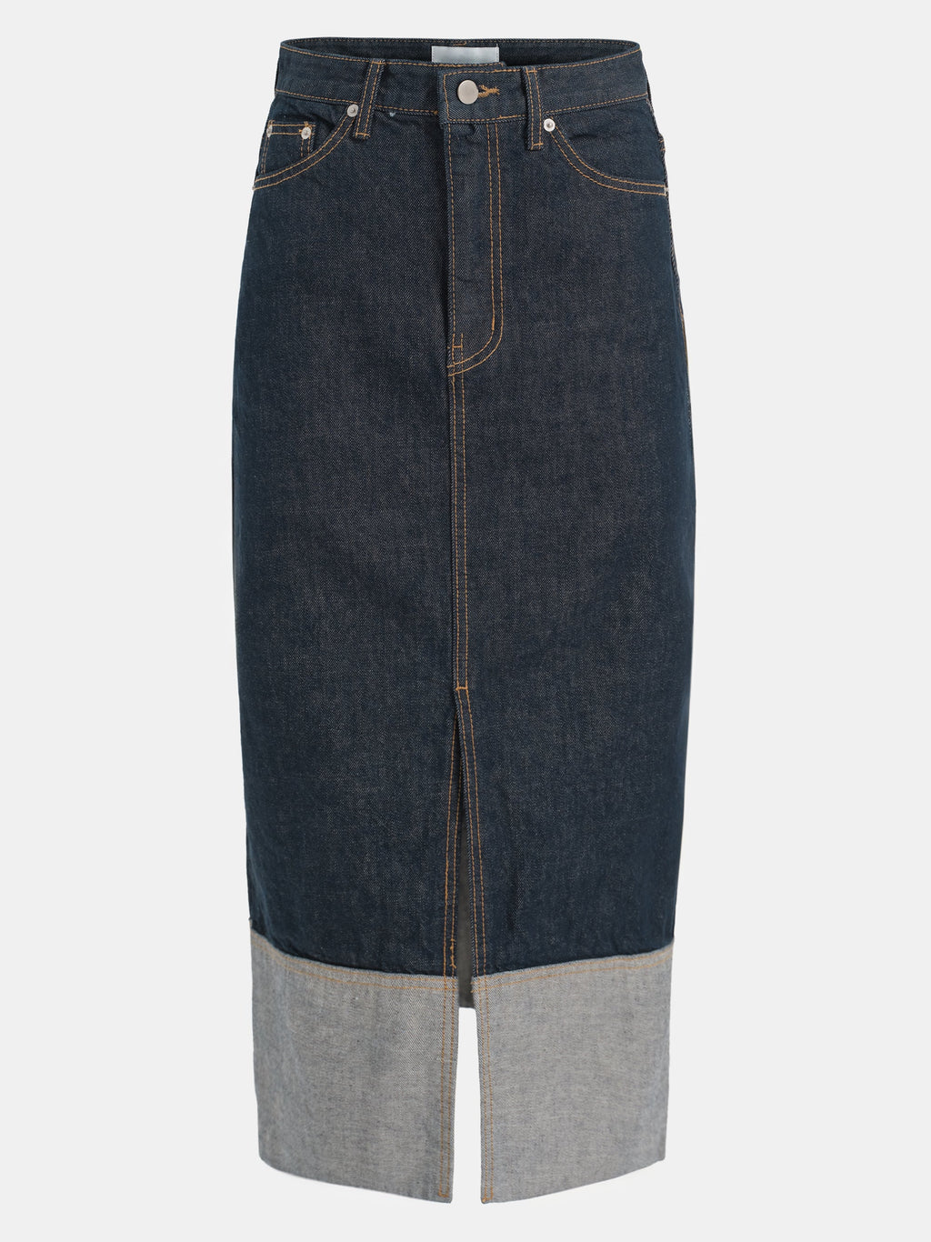 Rolled Cuff Denim Skirt, Indigo