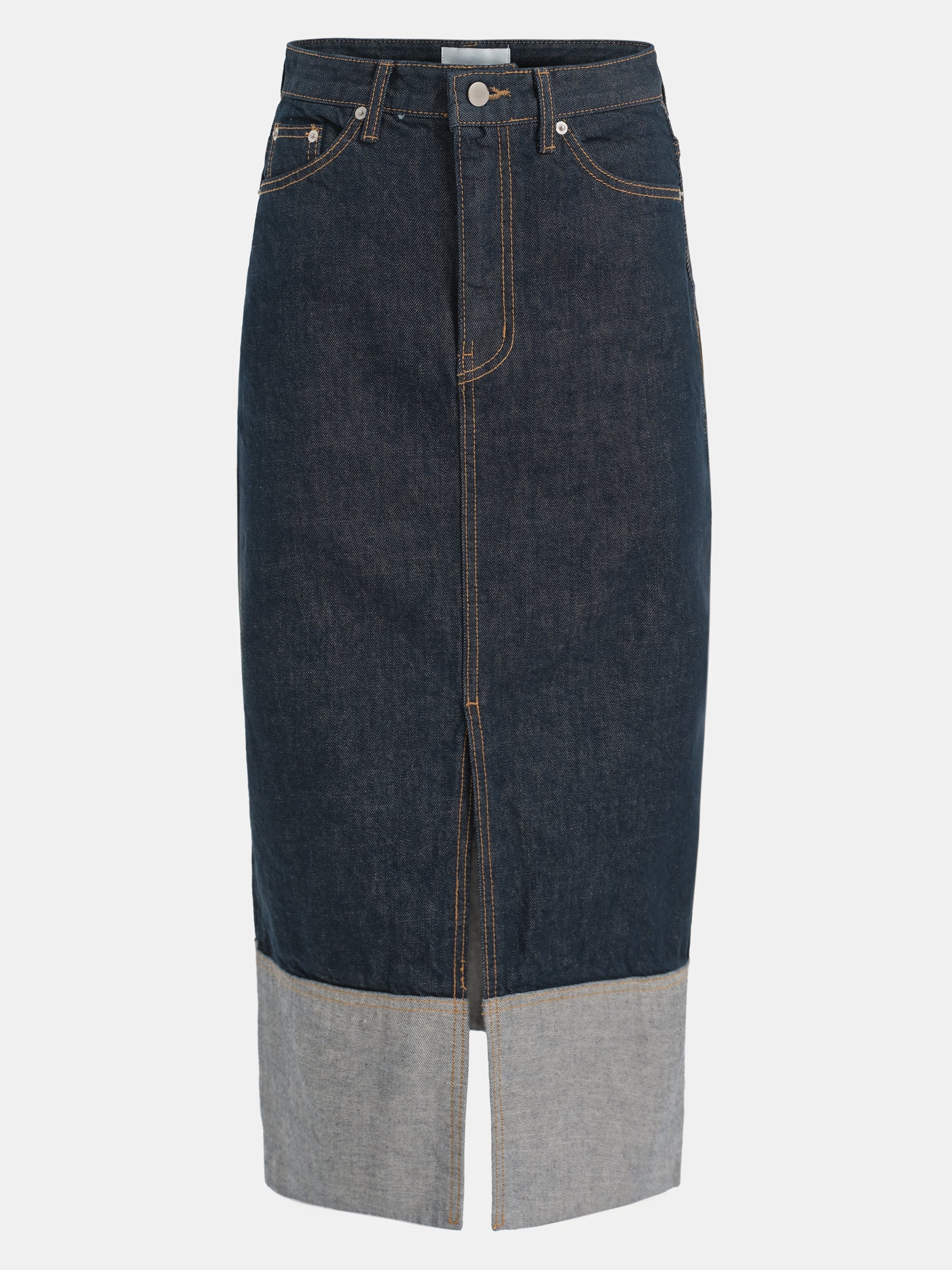 Rolled Cuff Denim Skirt, Indigo
