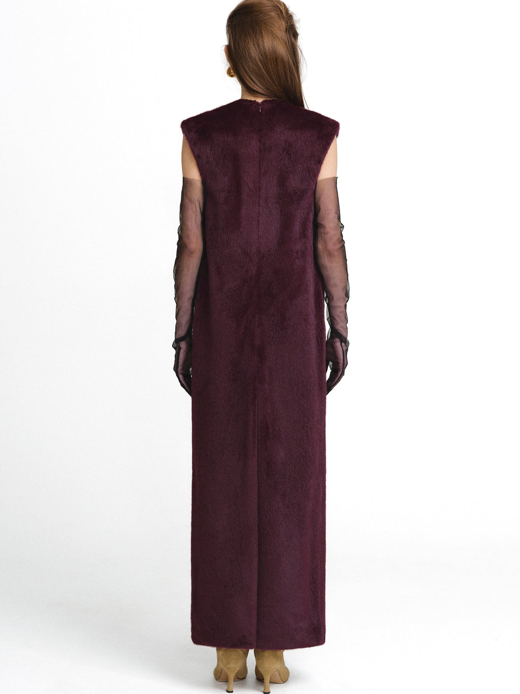 Timeless Bordeaux Shearling Shift Dress