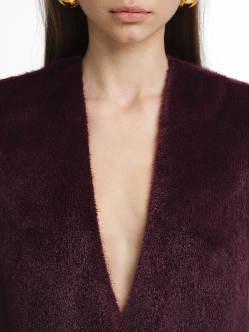 Timeless Bordeaux Shearling Shift Dress