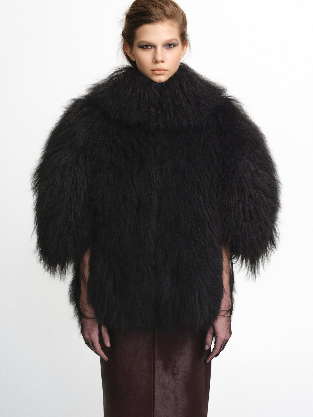 Sculptural Lamb Fur Cocoon Coat