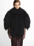 Sculptural Lamb Fur Cocoon Coat