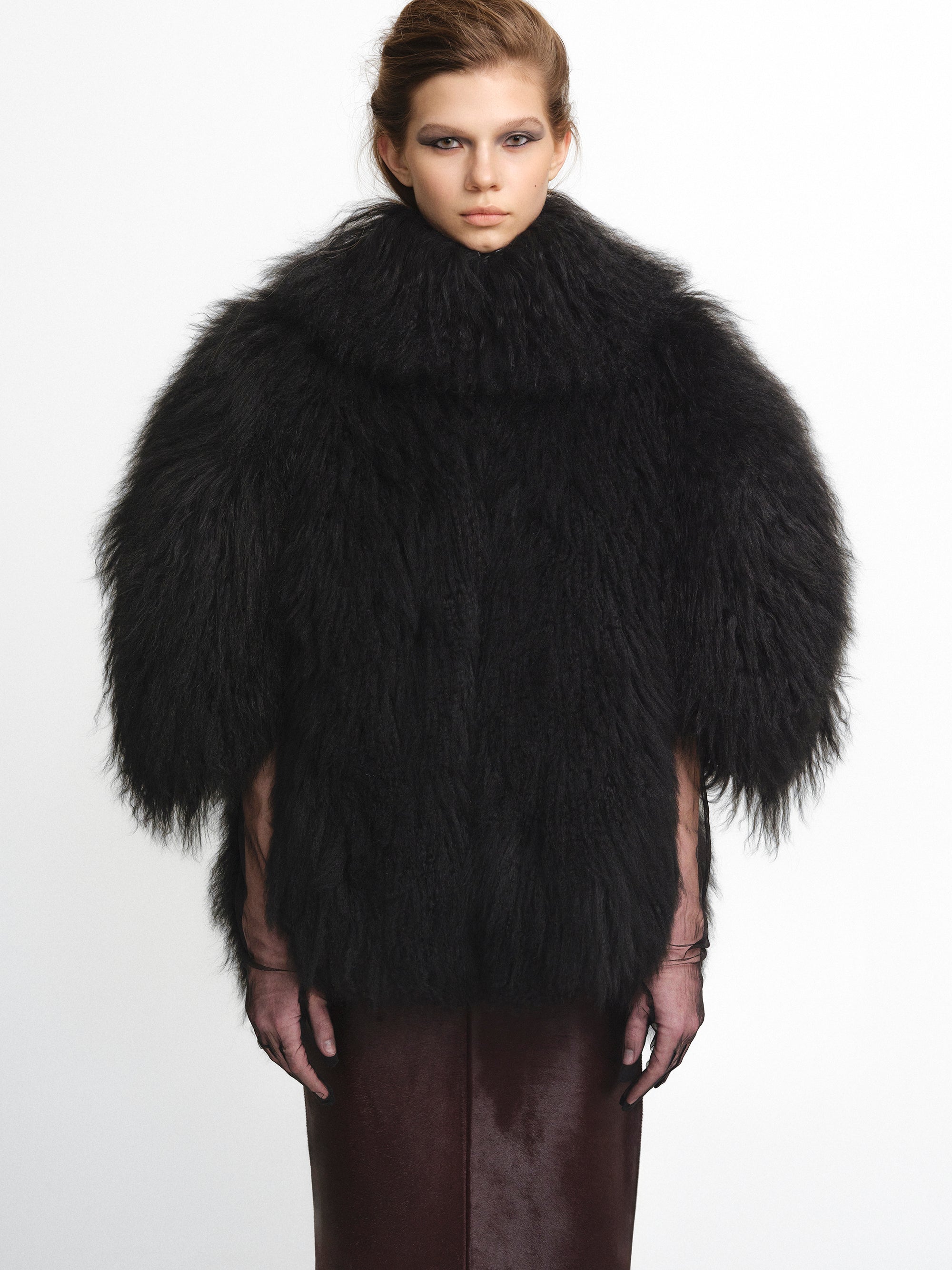 Sculptural Lamb Fur Cocoon Coat