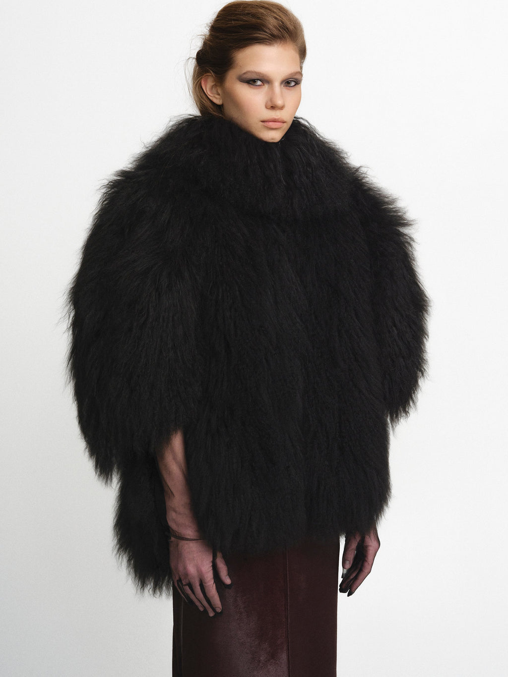 Sculptural Lamb Fur Cocoon Coat