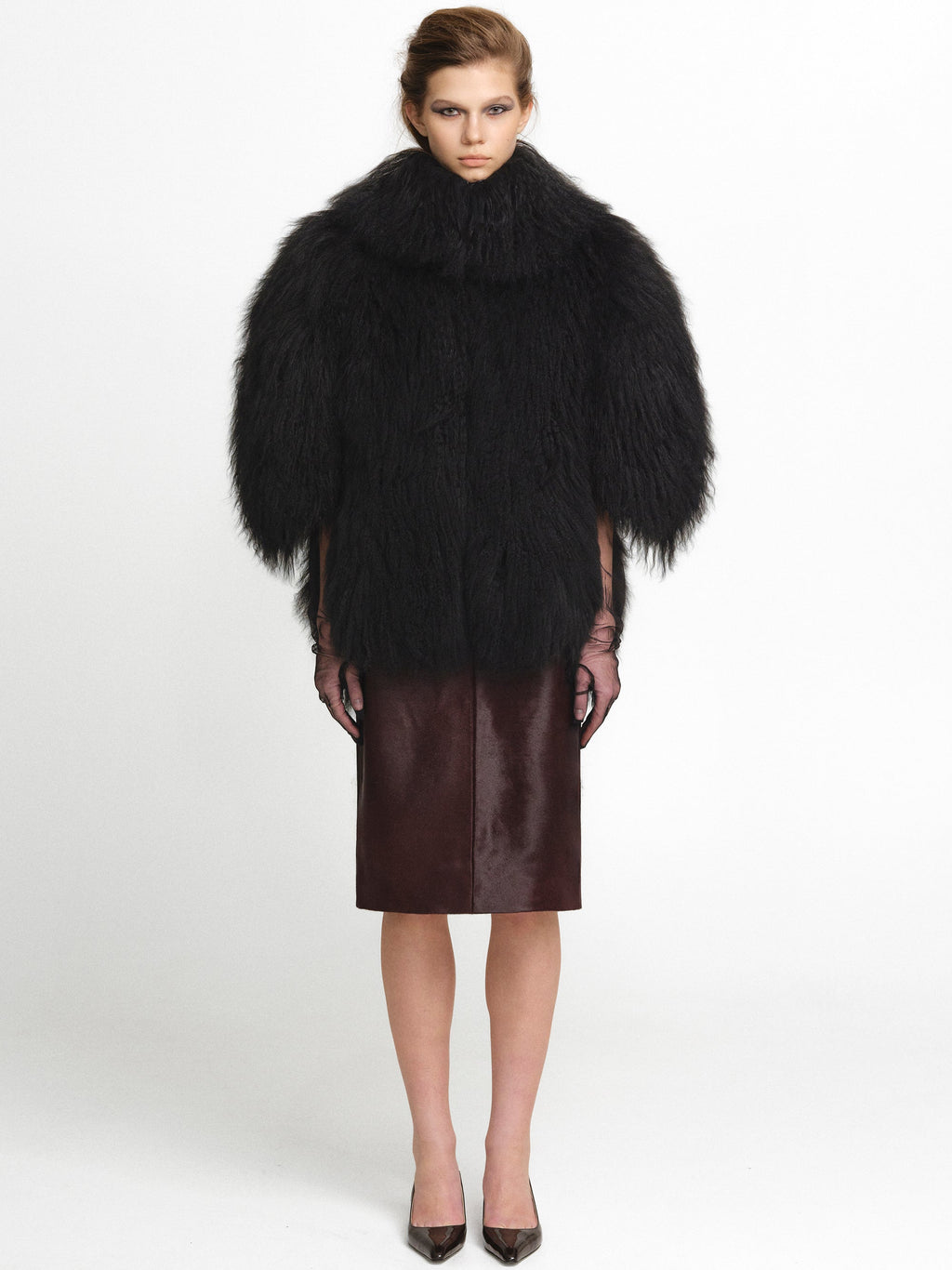 Sculptural Lamb Fur Cocoon Coat