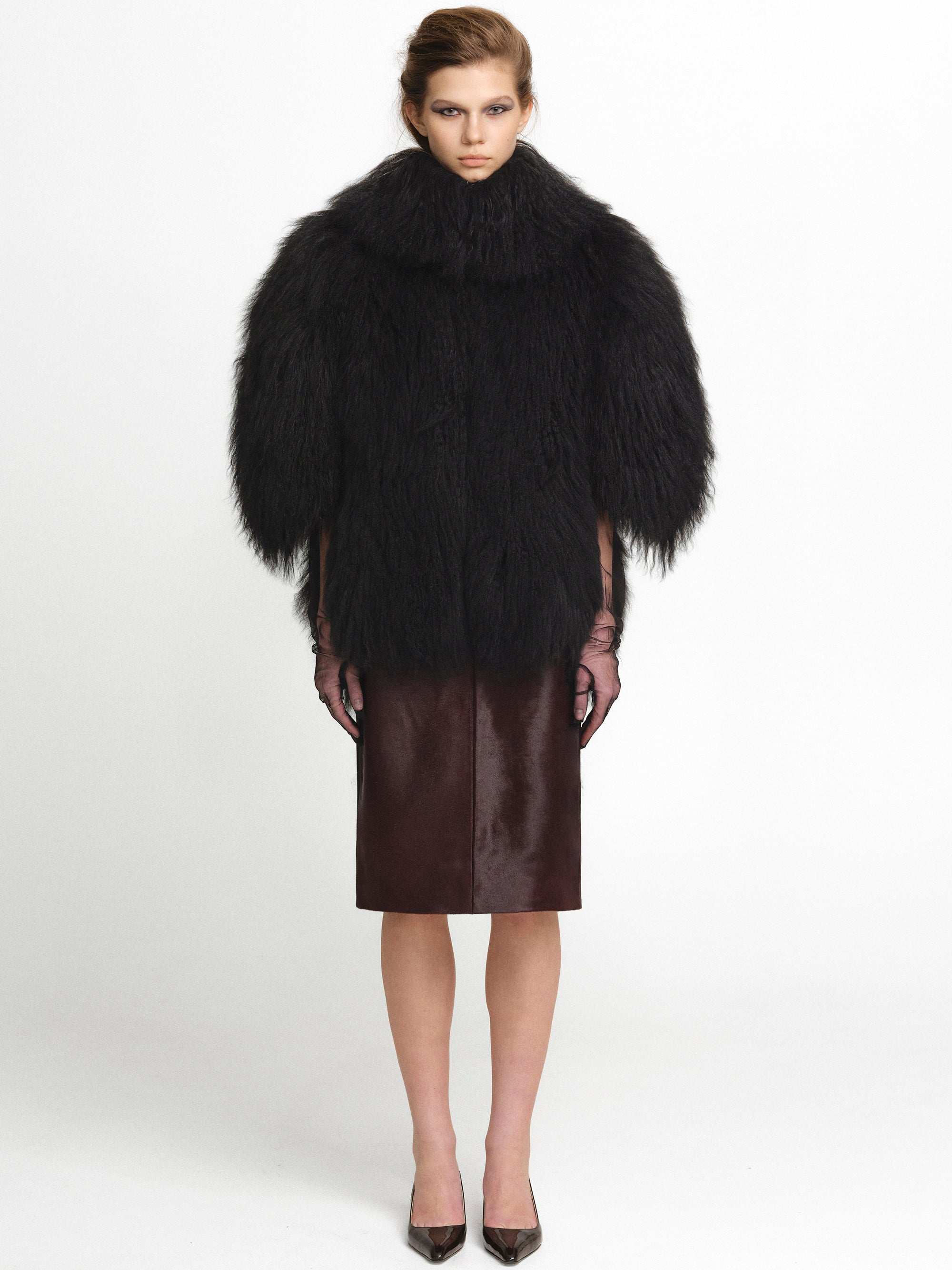 Sculptural Lamb Fur Cocoon Coat