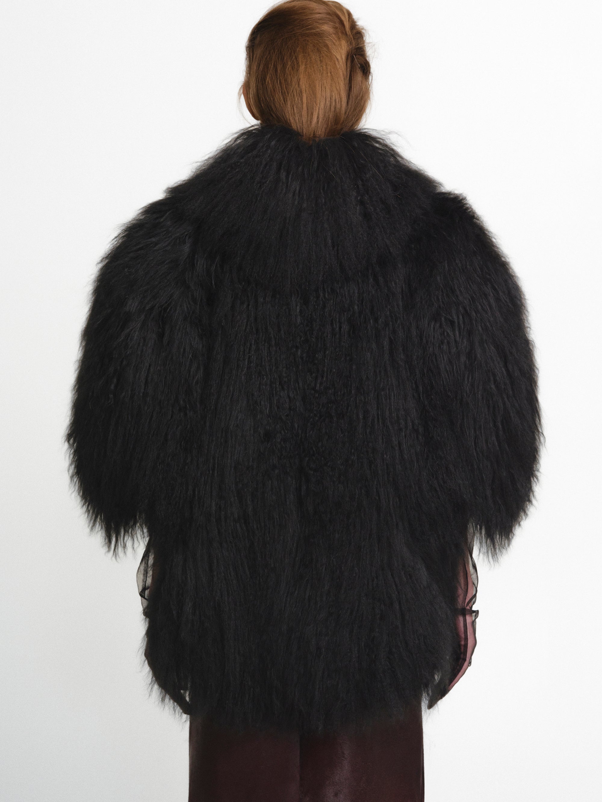 Sculptural Lamb Fur Cocoon Coat