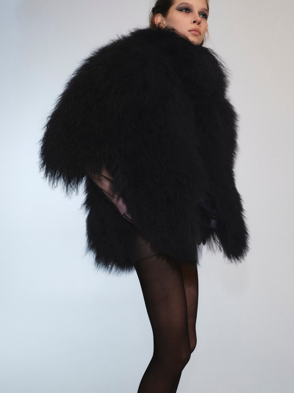 Sculptural Lamb Fur Cocoon Coat