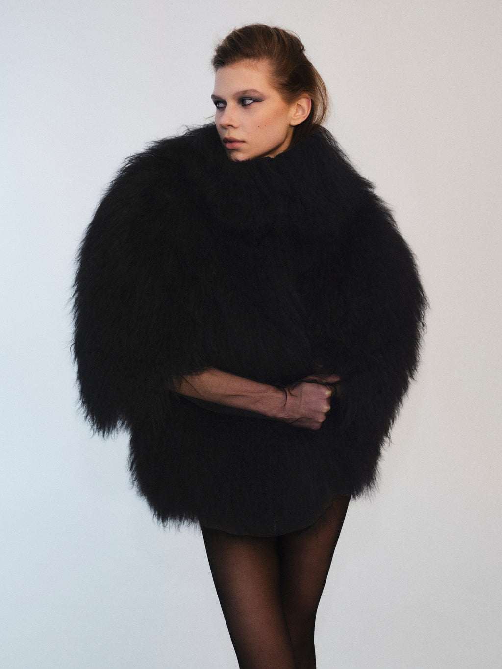 Sculptural Lamb Fur Cocoon Coat